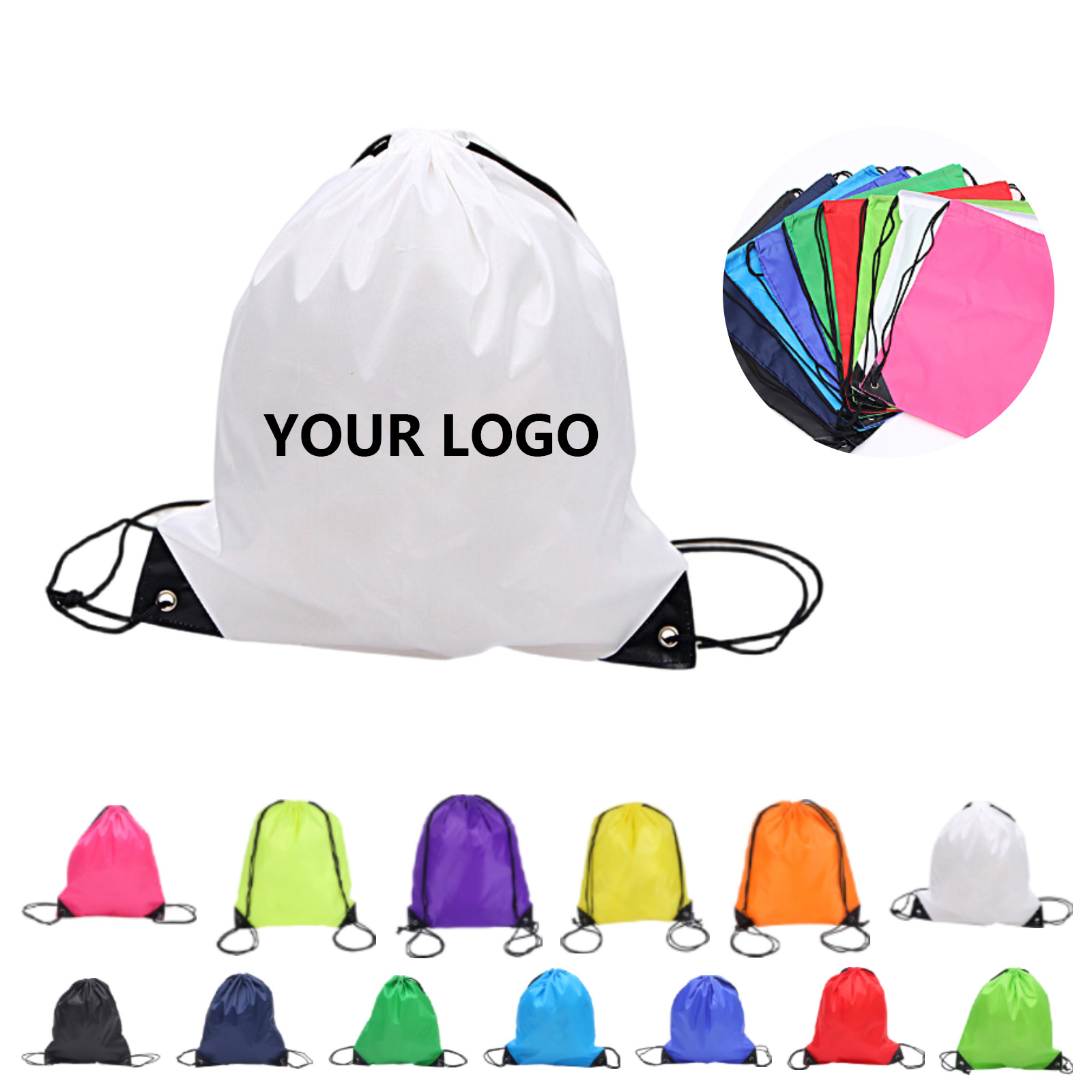 Polyester Sports Drawstring Backpack Washable 10