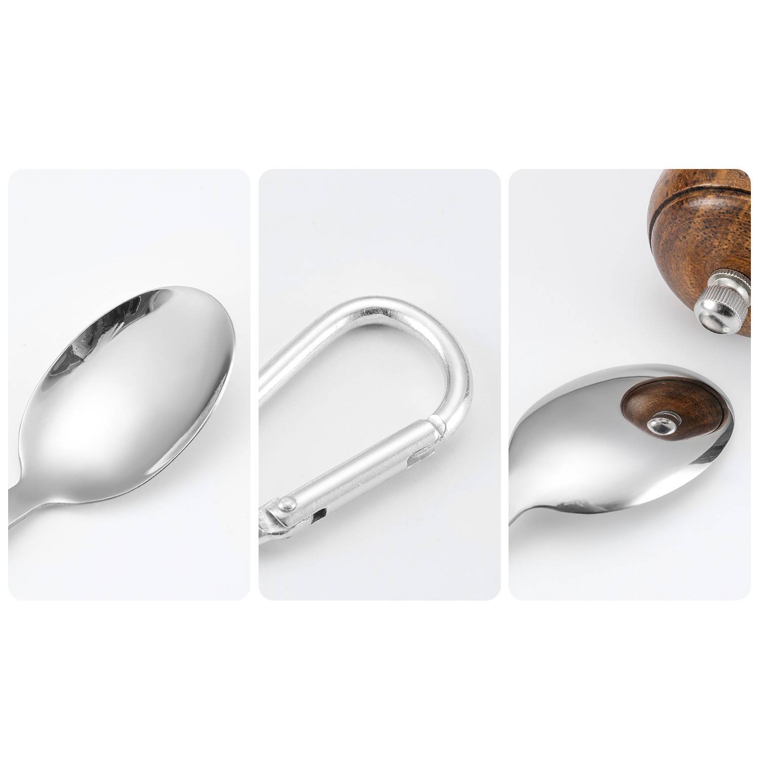 Stainless Steel Cutlery Set With Carabiner 1