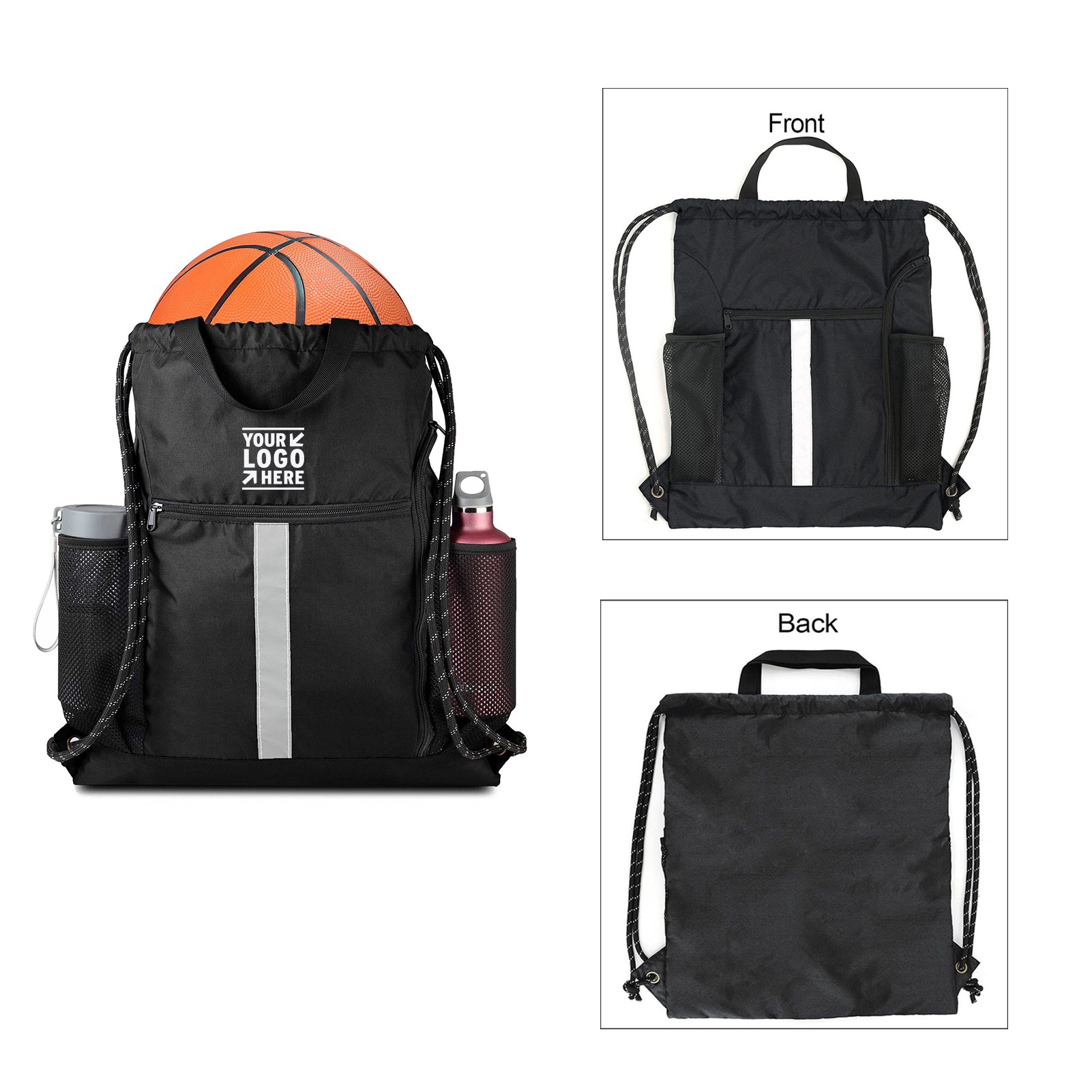 16 x 19.5 Inches Drawstring Backpack Sports Gym Bag 2