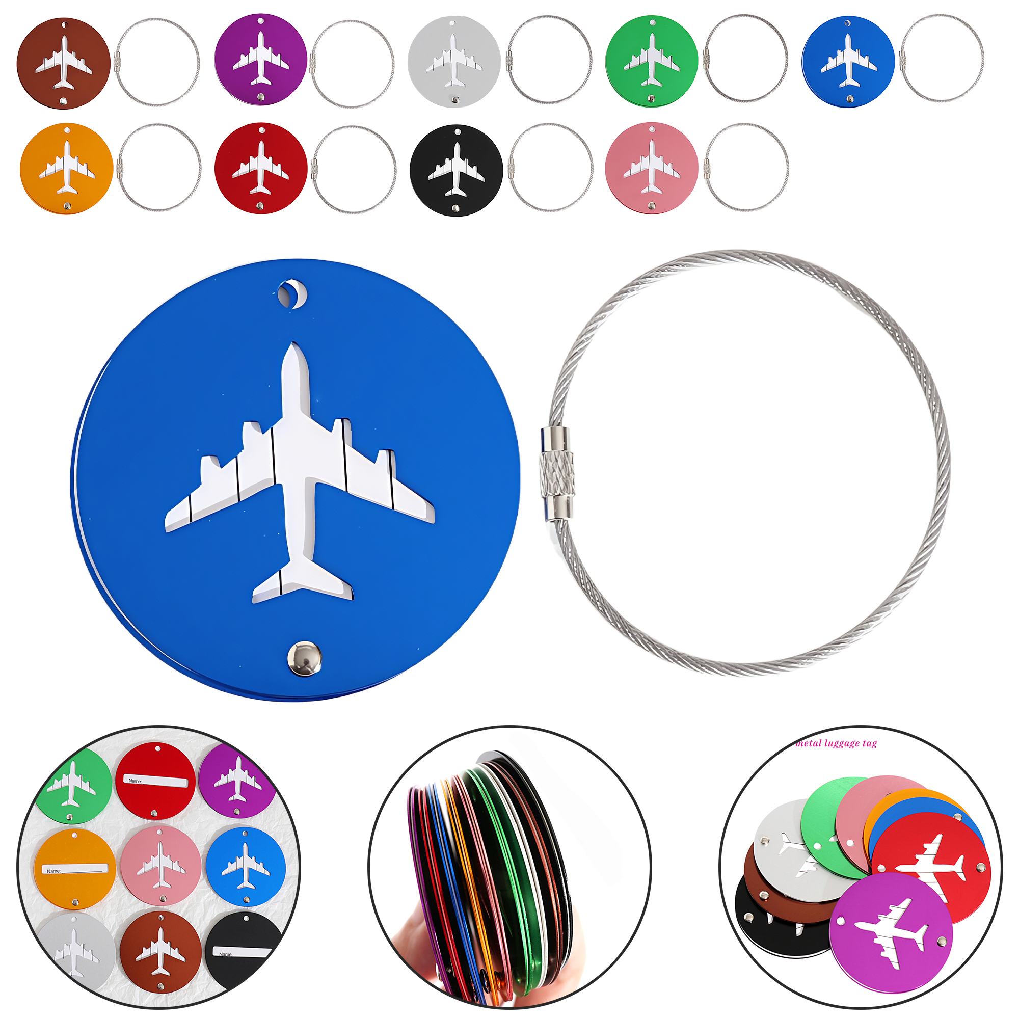 Round Aluminum Luggage Tag for Suitcase 10