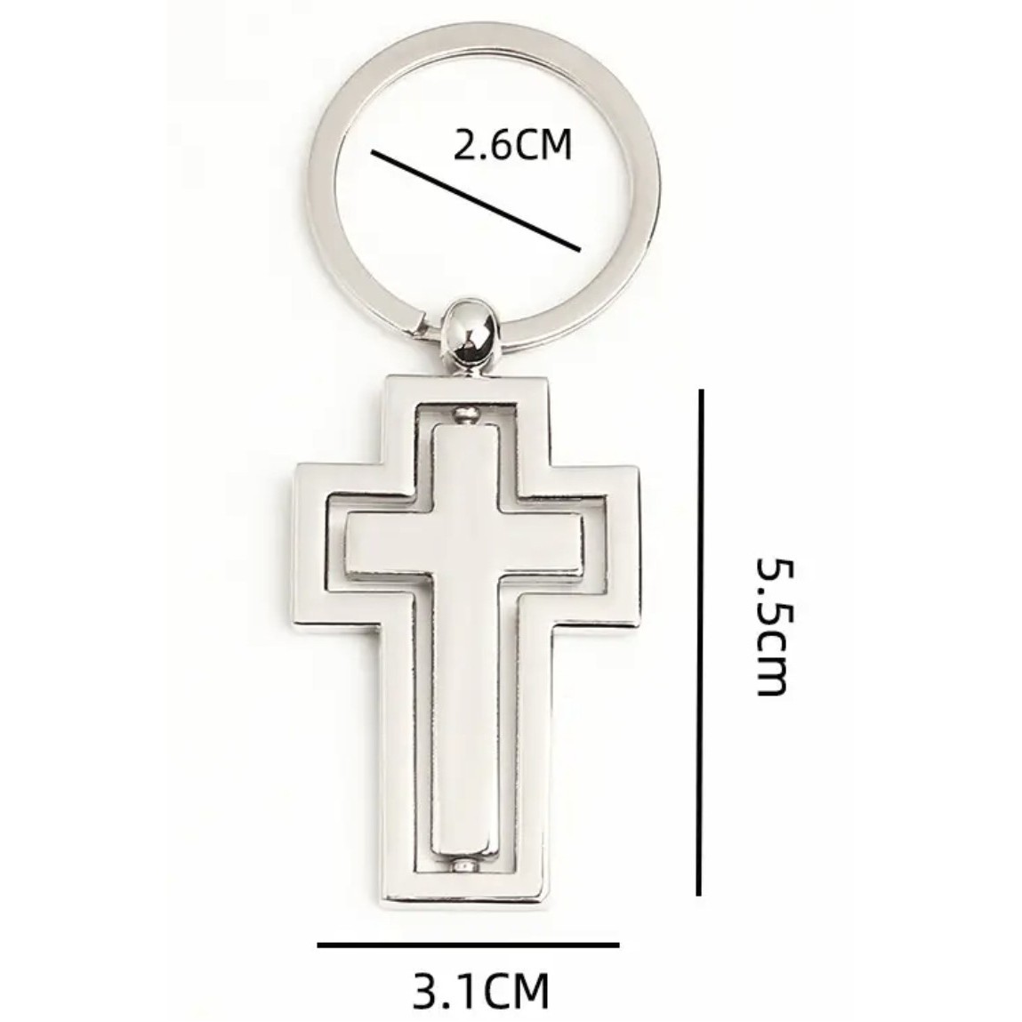 360 Degree Rotating Cross Metal Keychain 2