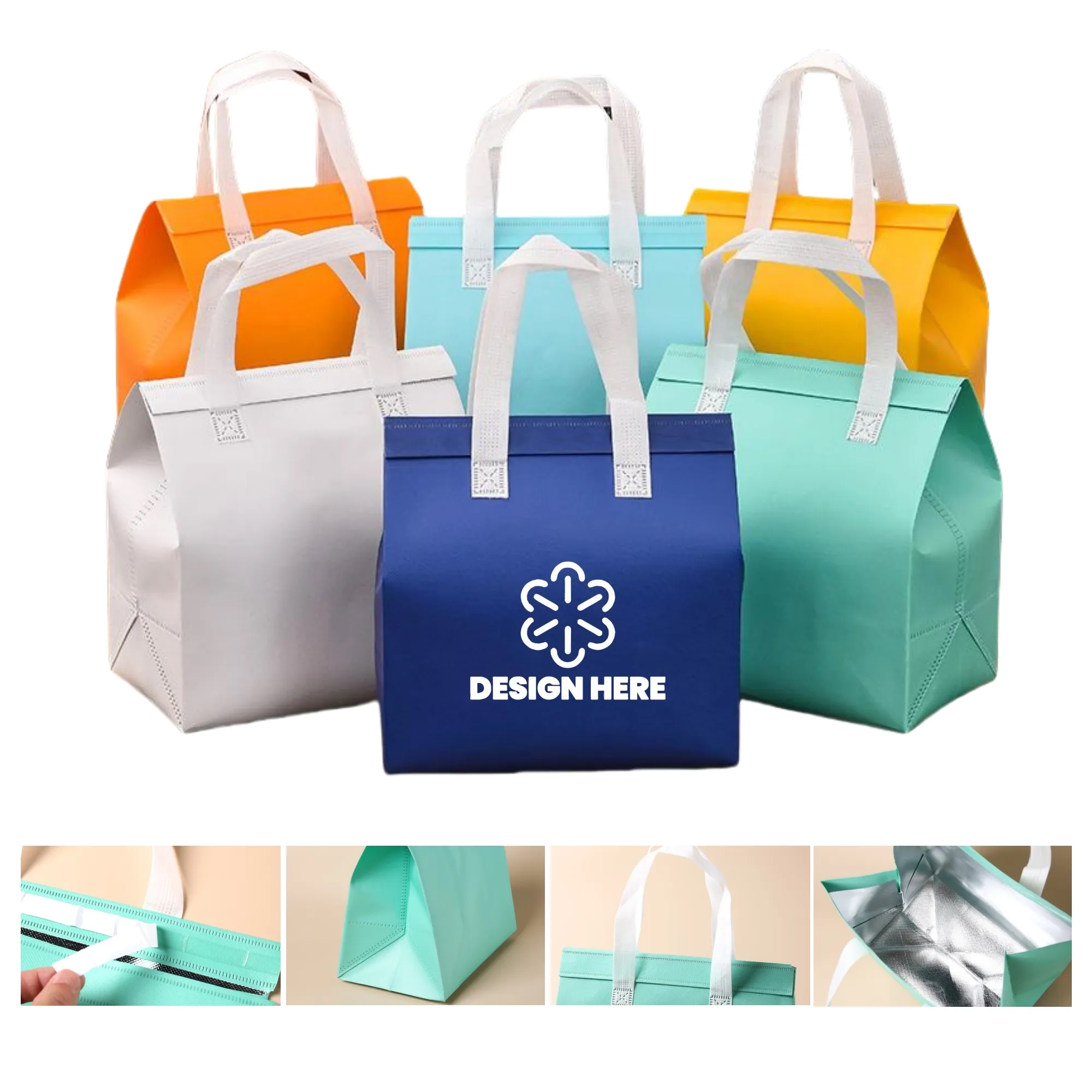 Disposable Insulated Takeout Bag Non-Woven Self-Sealing 7