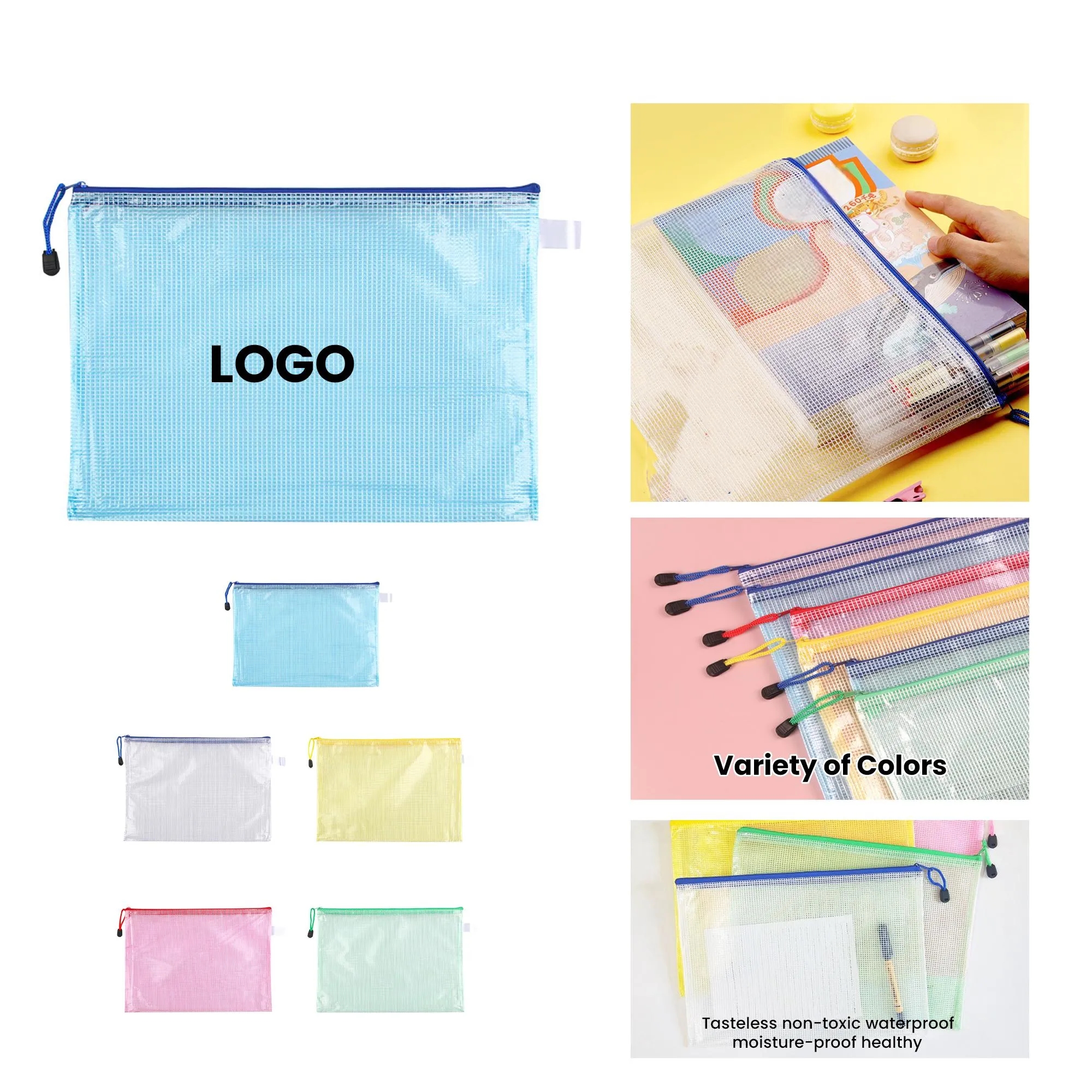 A4 Transparent Grid Zipper Bag 7