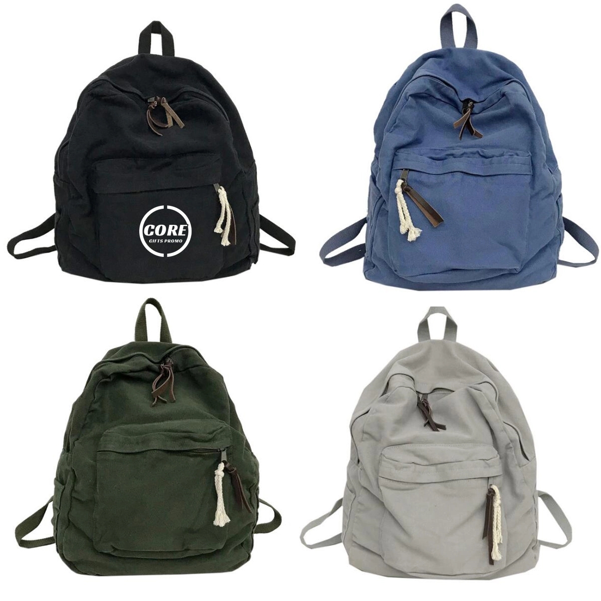 Washed Canvas Denim College Travel Backpack 2