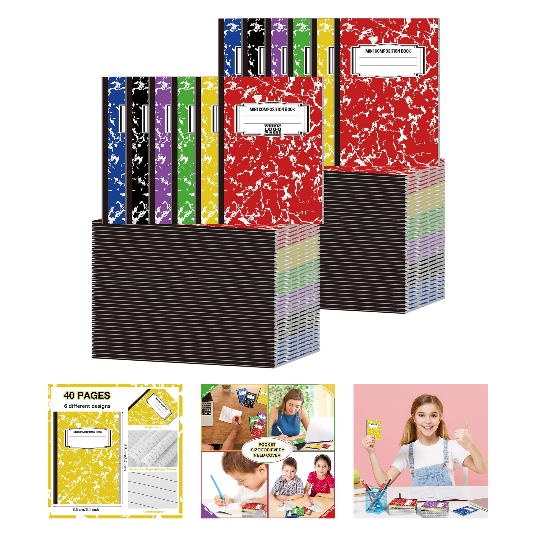 3.4" x 4.7" Mini Composition Notebook