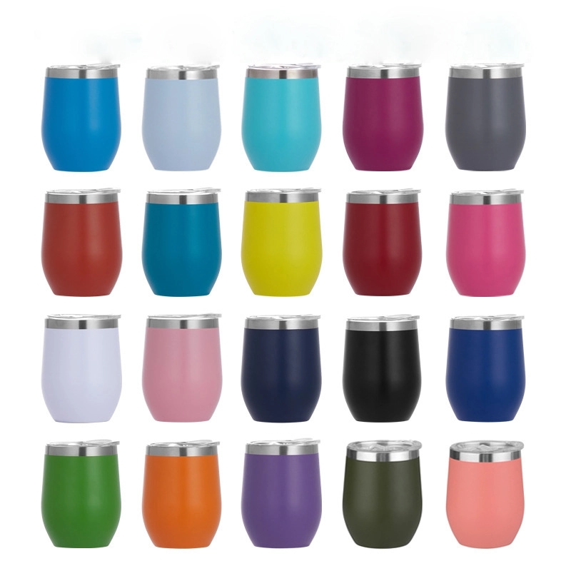 12oz Powder Coated Vacuum Insulated Wine Tumbler With Lid 3