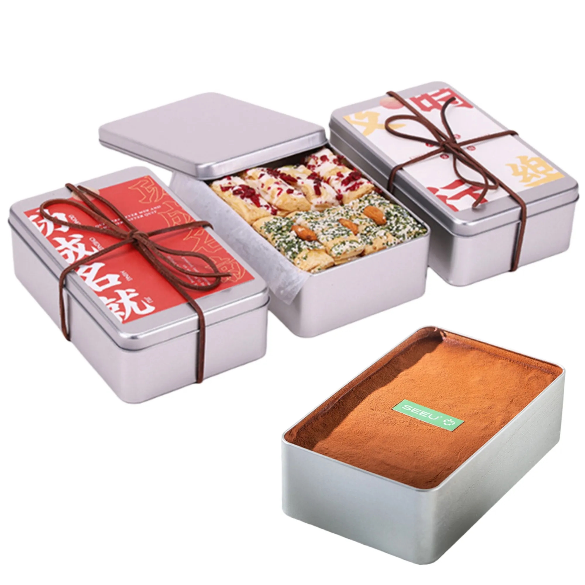 Christmas Biscuit Tin Metal Storage Gift Box Holiday Treats 3