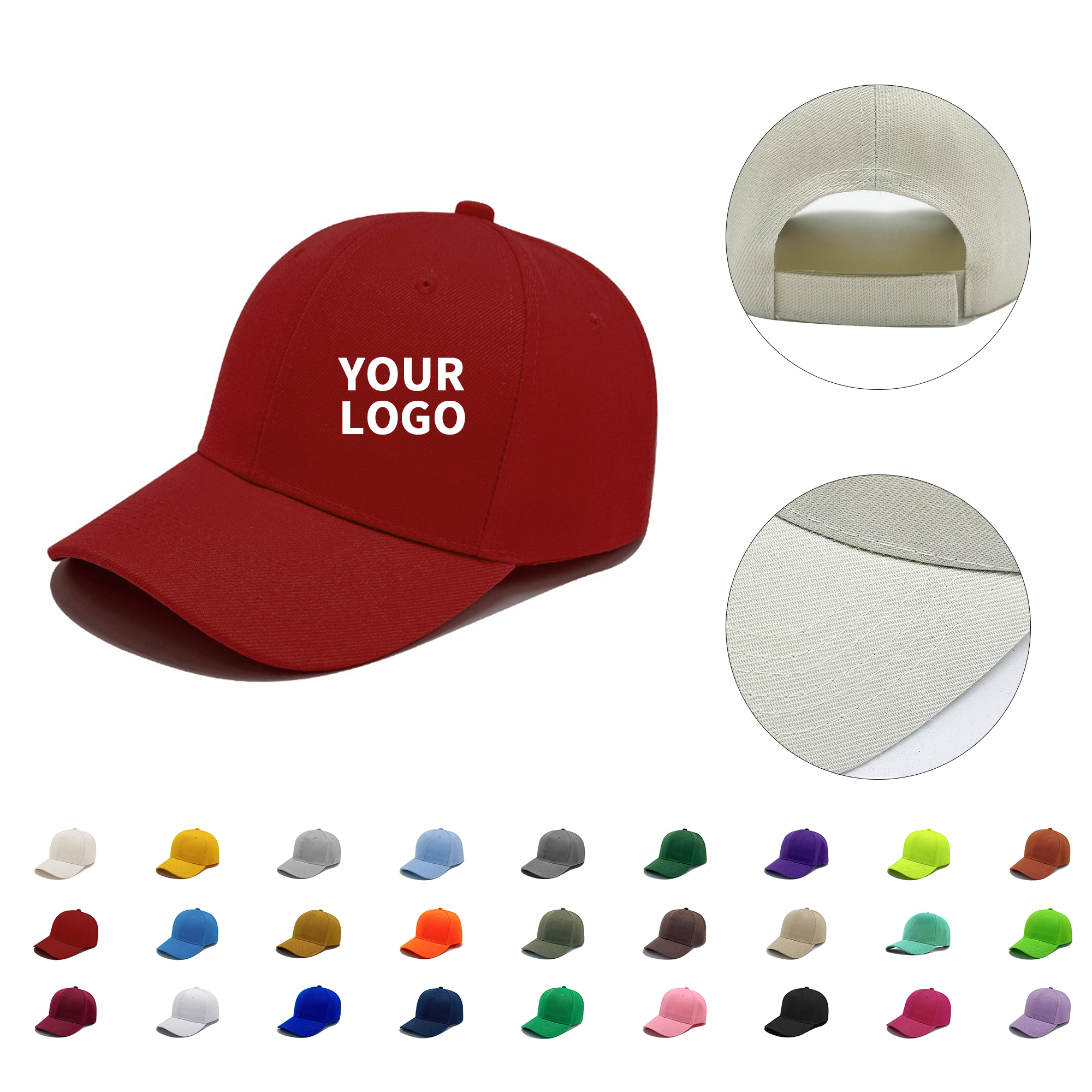 Structured Cotton Adjustable Six Panel Baseball Cap 14