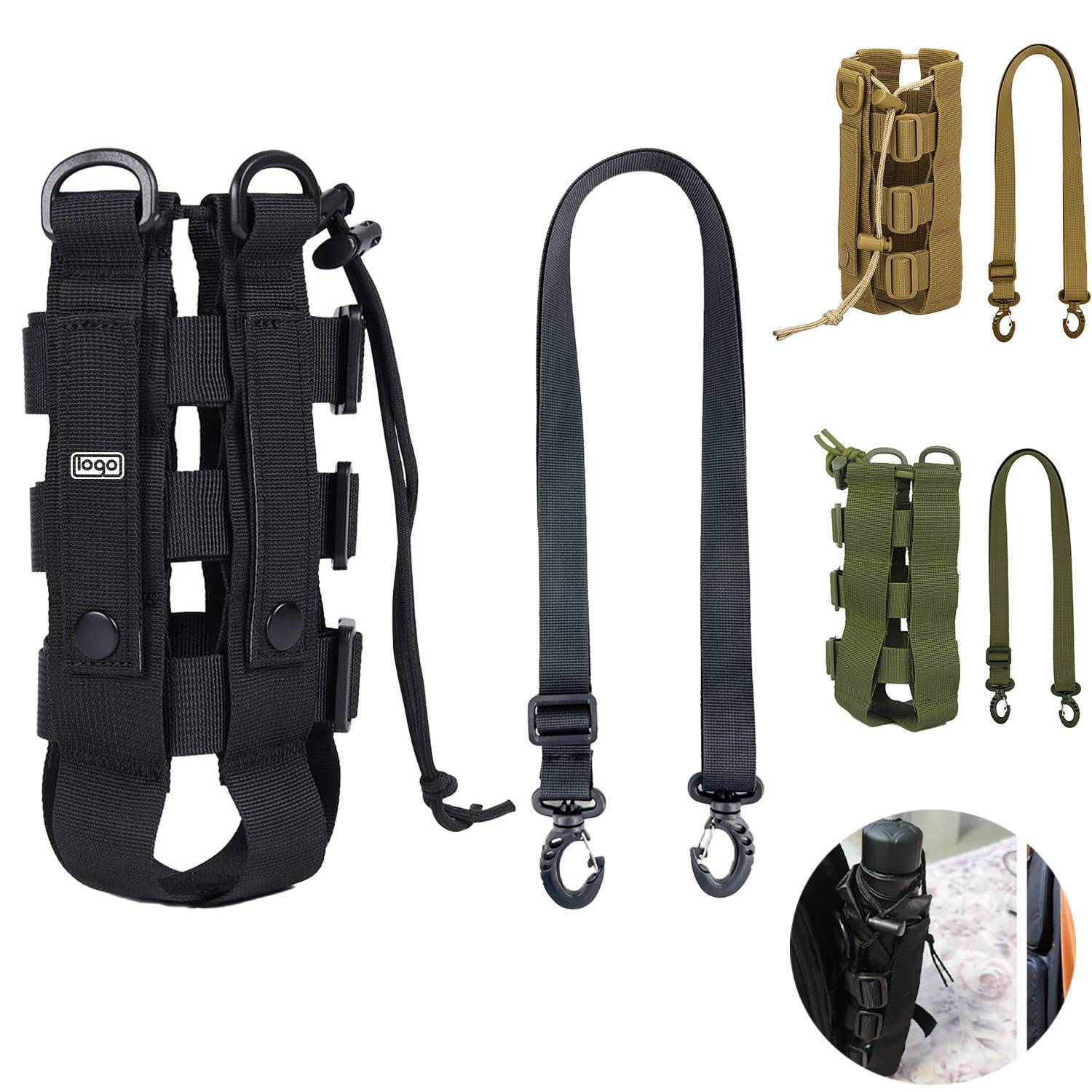 Adjustable Tactical Water Bottle Holder w/ Strap 2