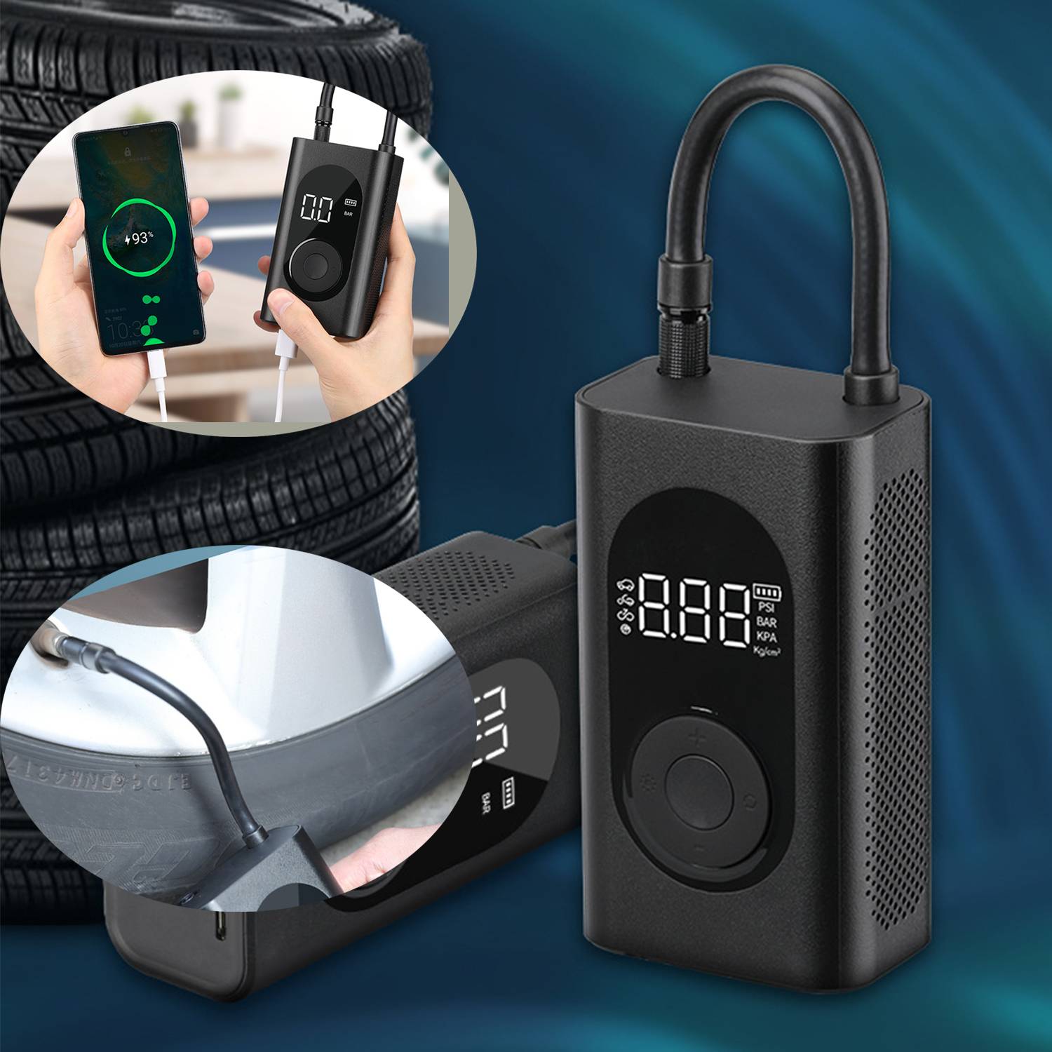 Mini Portable Car Auto Wireless Rechargeable Air Pump 4