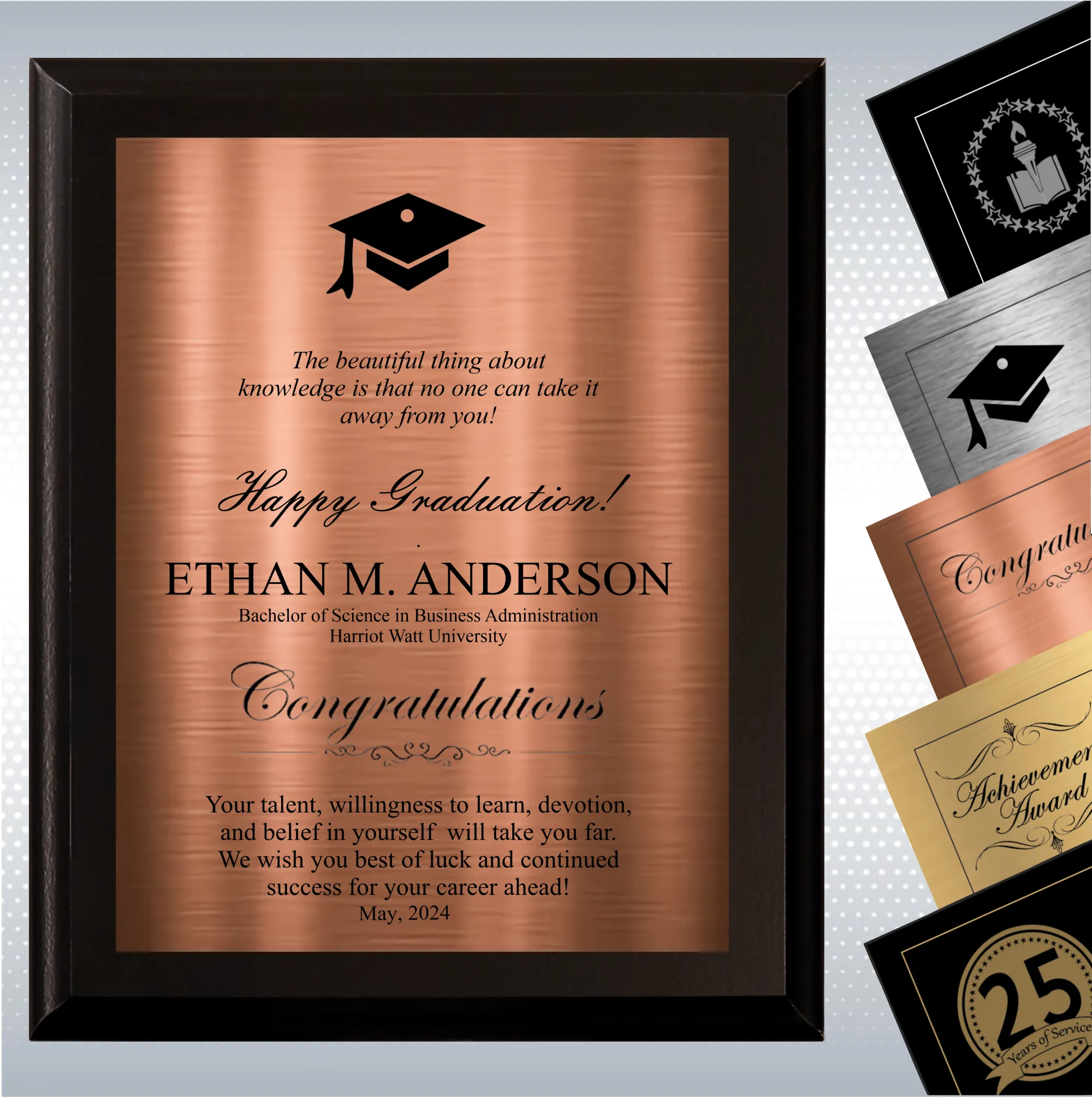 Black Matte Plaque Graduation Gift Award 2