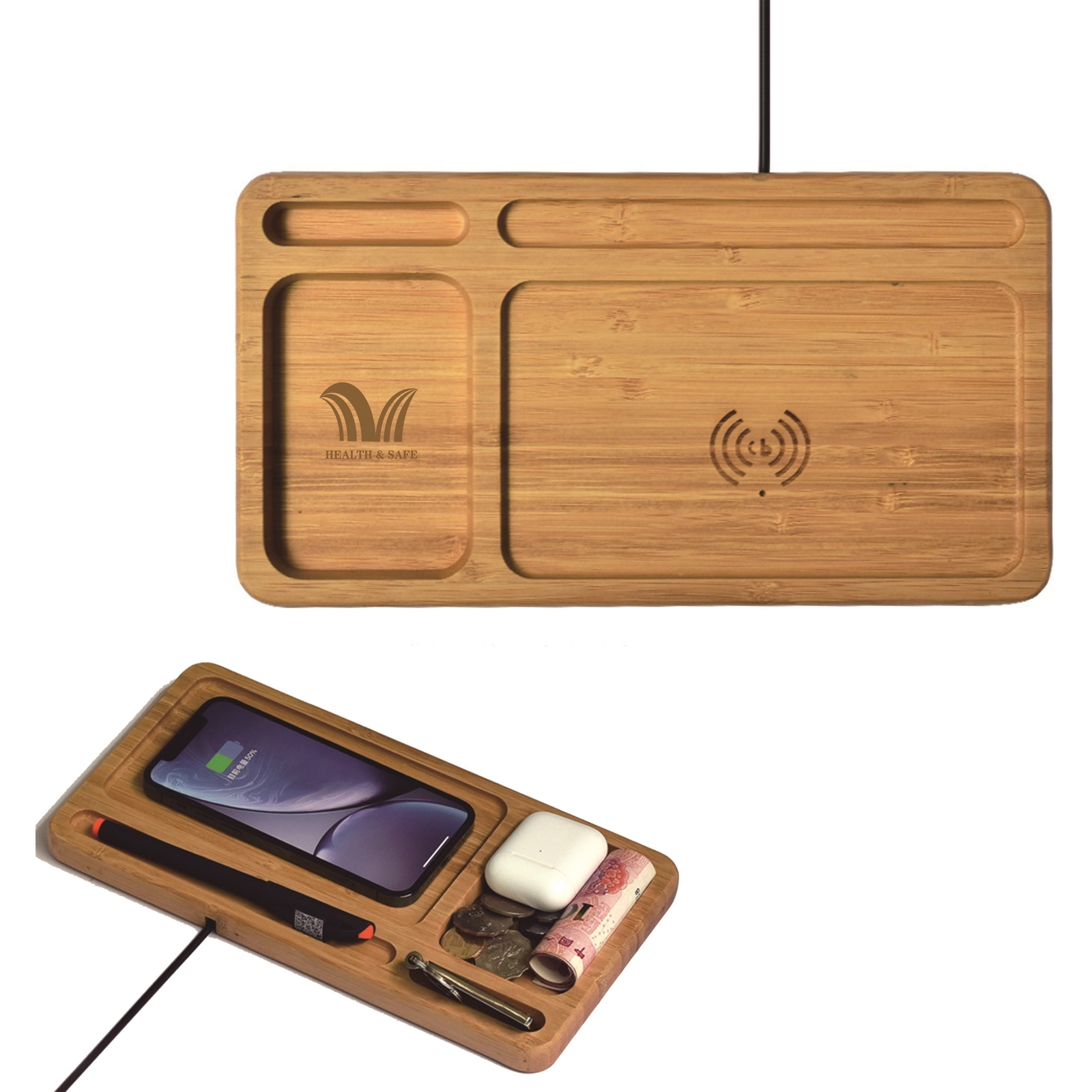 Bamboo Fast Wireless Charger Stand Wood 2