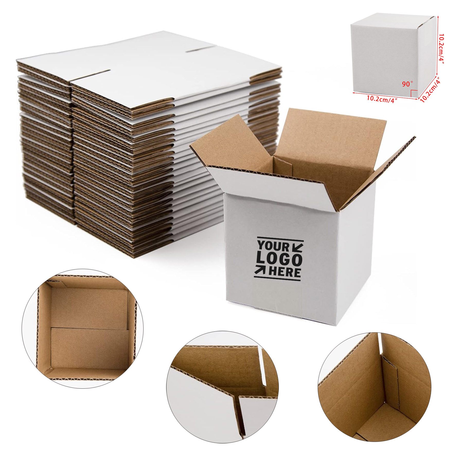 White 4x4x4 Inches Small Corrugated Cardboard Shipping Box 1