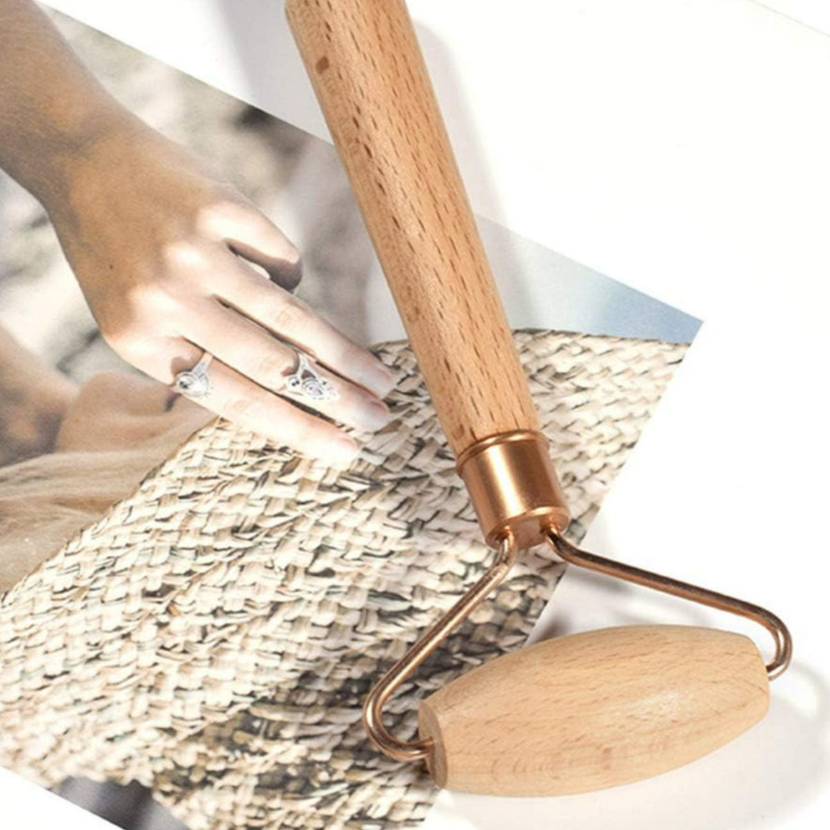 Wooden Facial Roller Massager with Natural Handle 4
