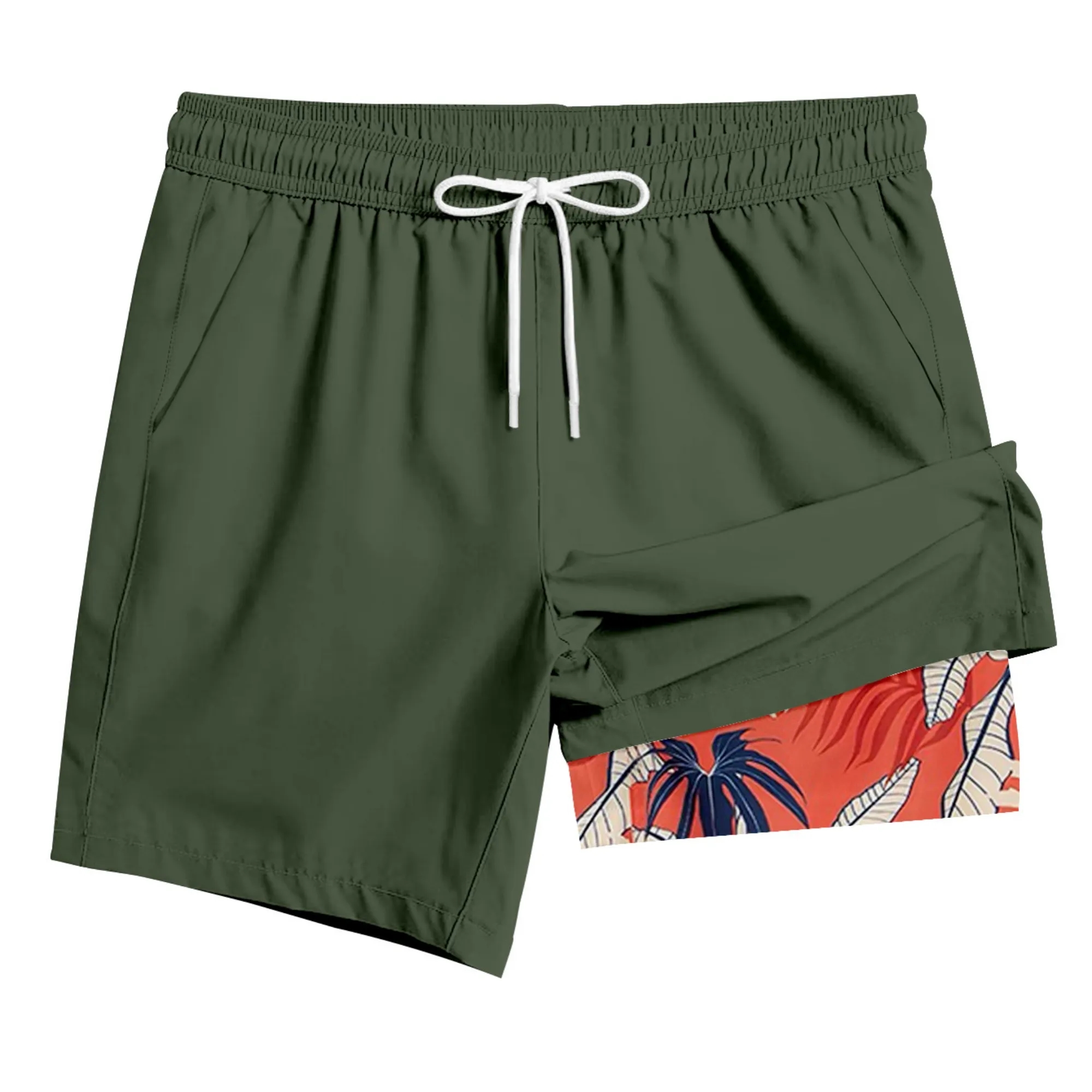2-In-1 Tropical Print Beach Shorts 1