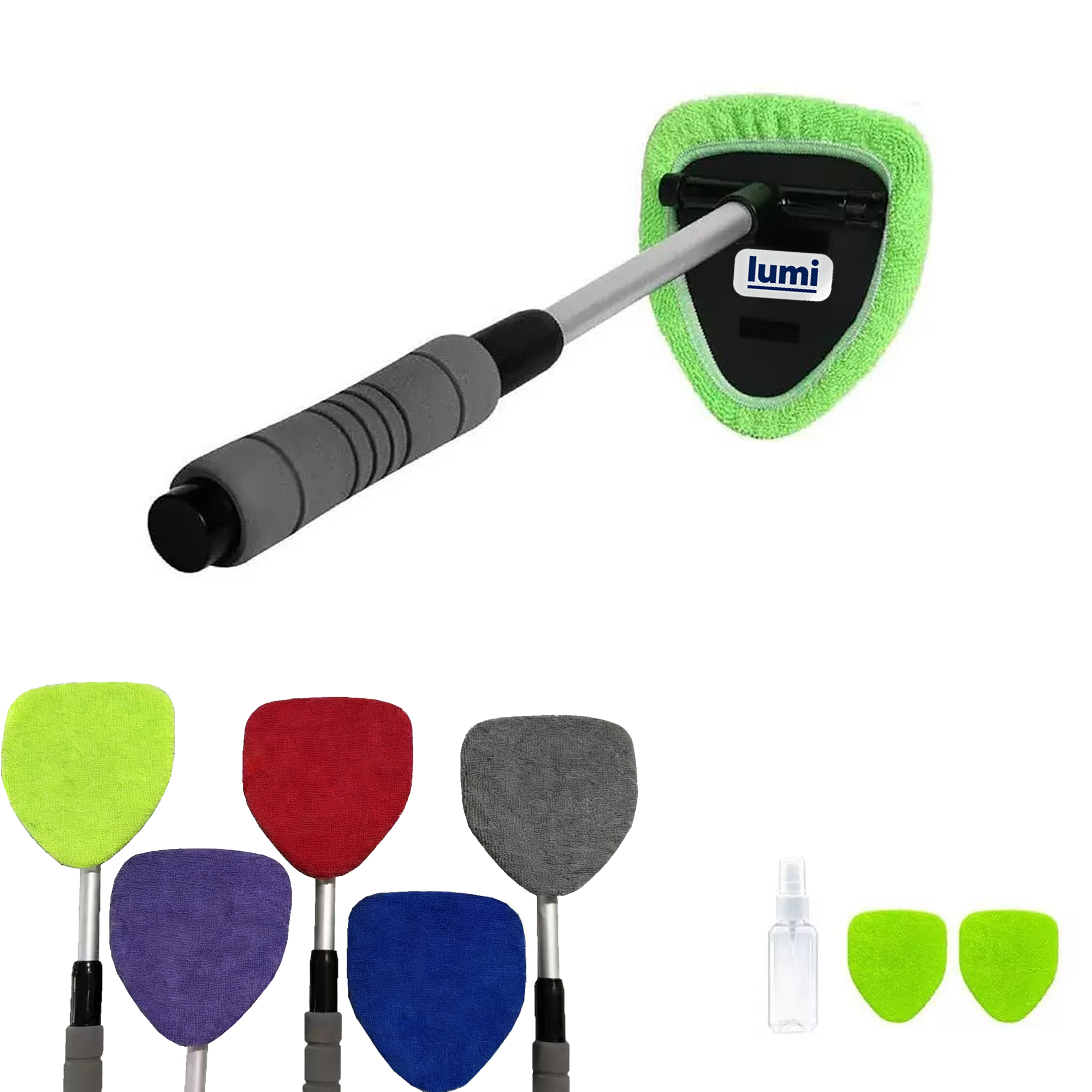 Microfiber Car Window Cleaning Tool With 2 Cloth Pad 2