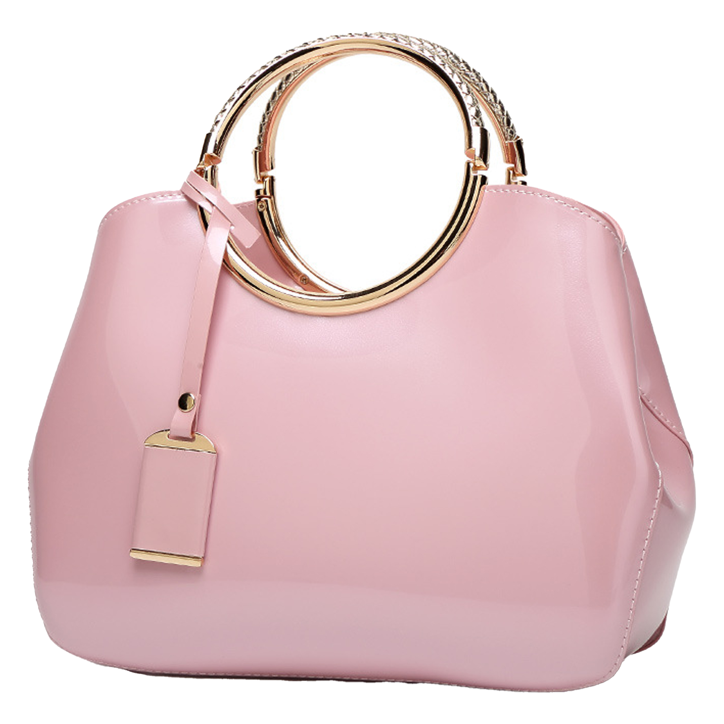 Pu Solid Color Glossy Handbag 4