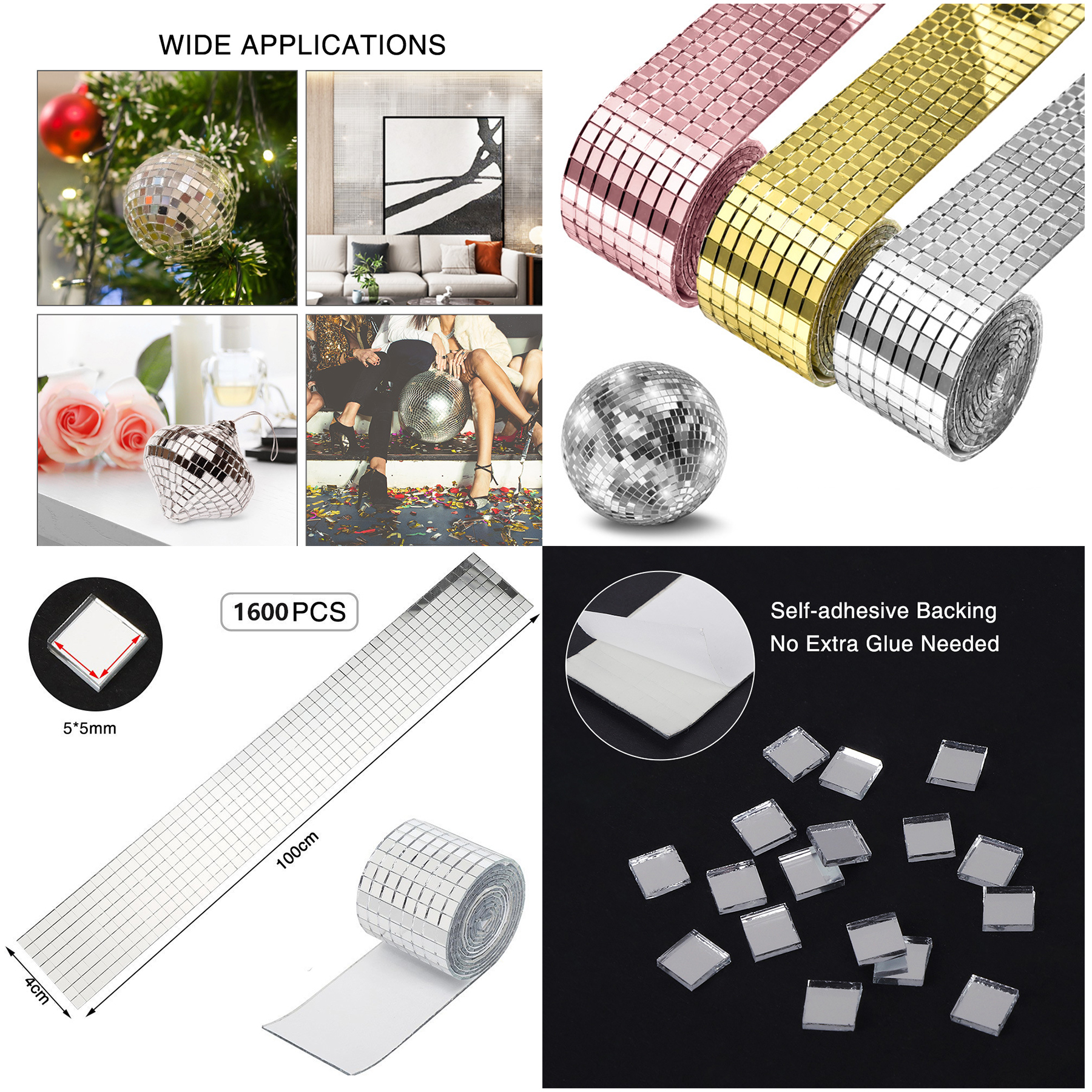 Self Adhesive Mosaic Glass Wall Sticker 3
