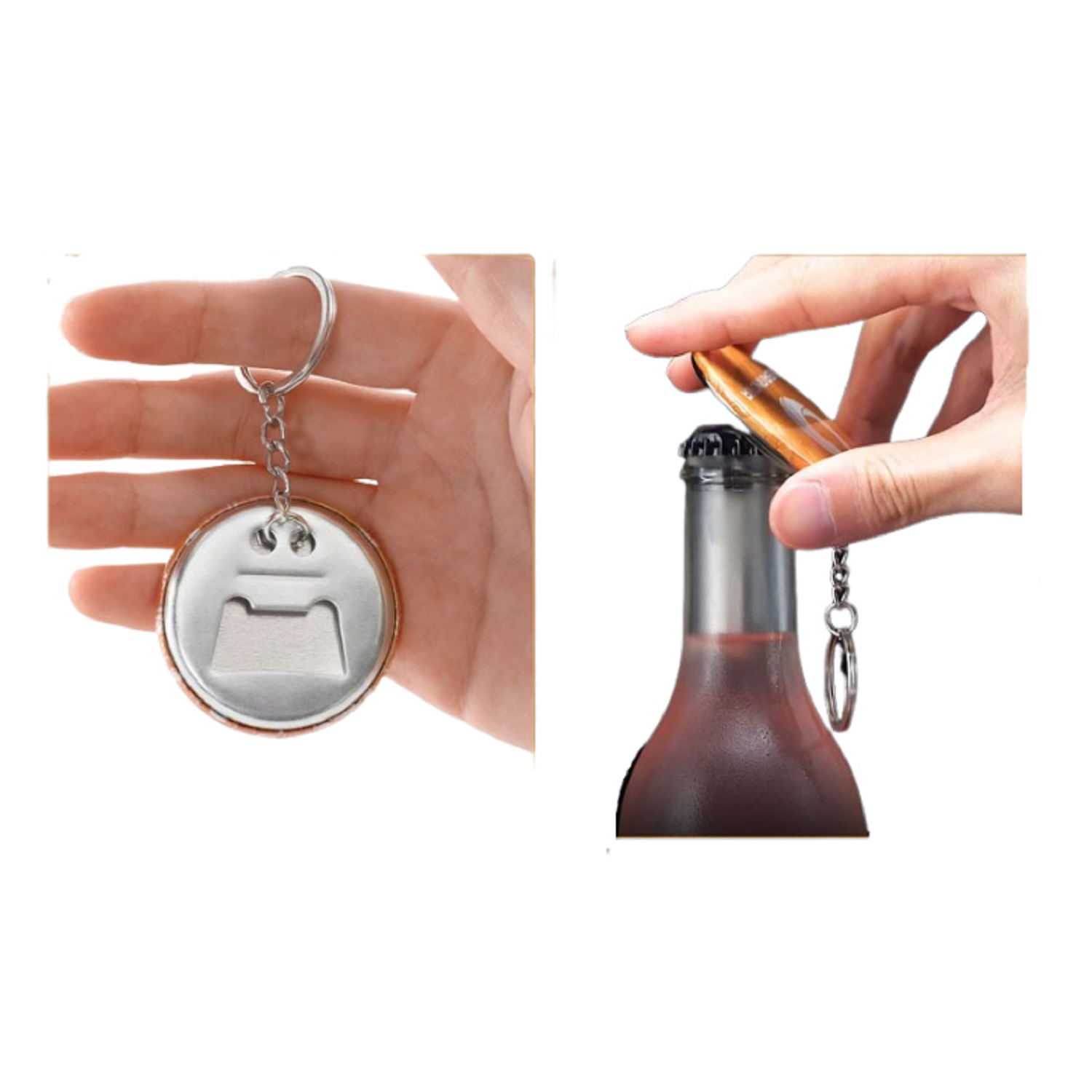 Round Tin Bottle Cap Opener Keychain 3