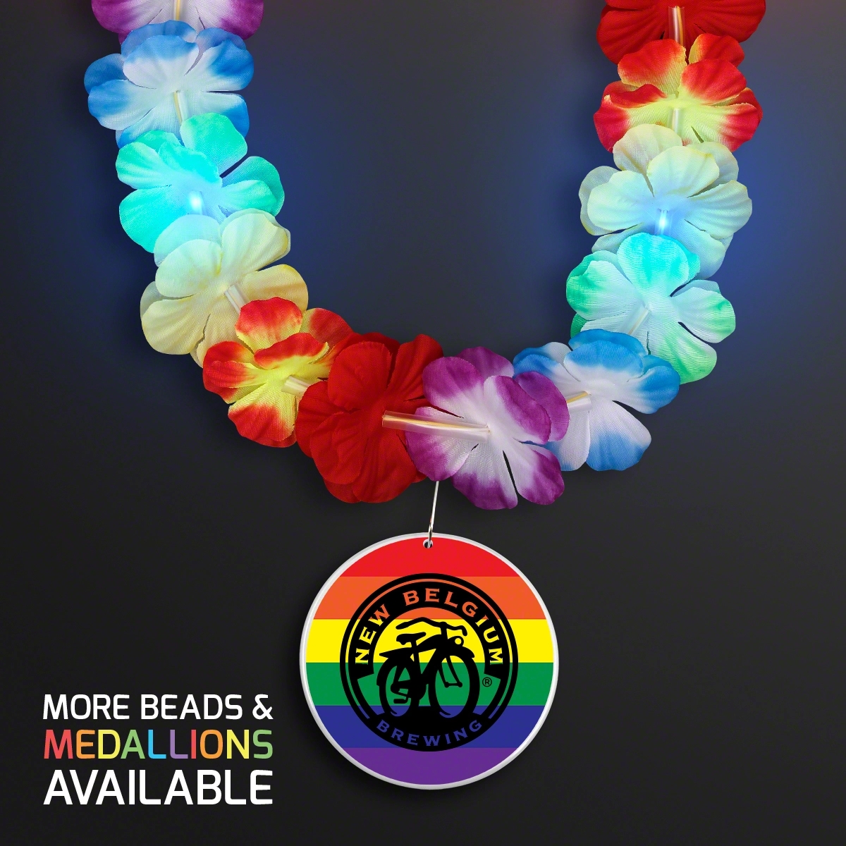 LED Rainbow Flower Lei Party Necklace with Medallion 2
