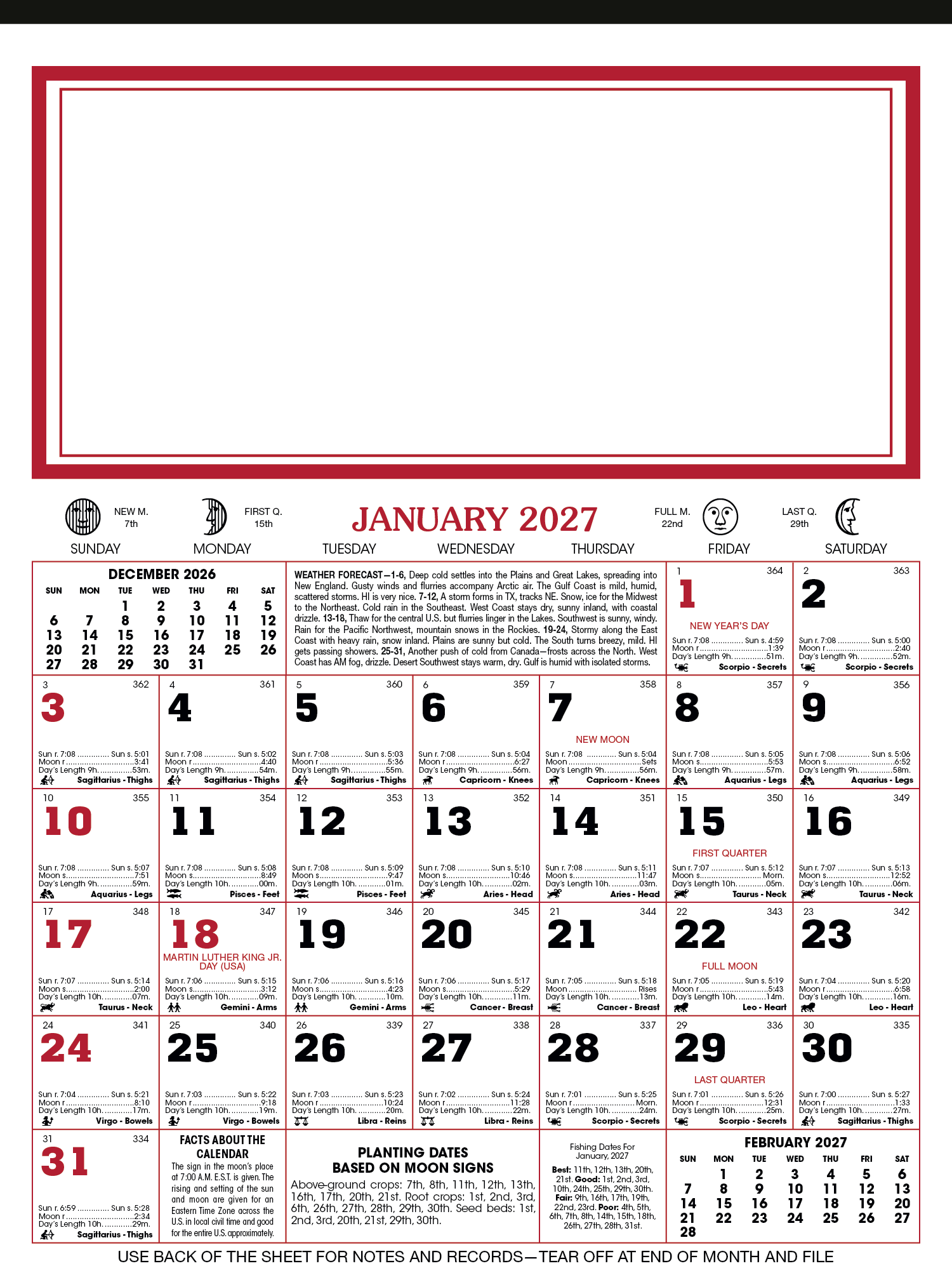 Skinner & Kennedy® 12-Sheet Almanac Calendar 7