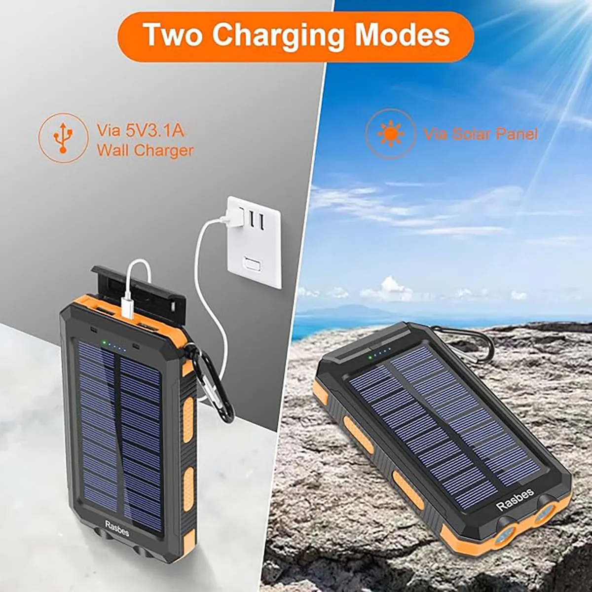 Portable Solar Charger Power Bank 10000mAh 8