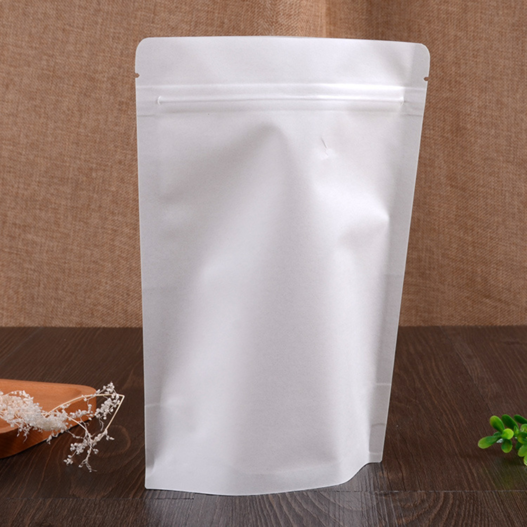 Custom Reusable Ziplock White Kraft Paper Food Storage Bag 4