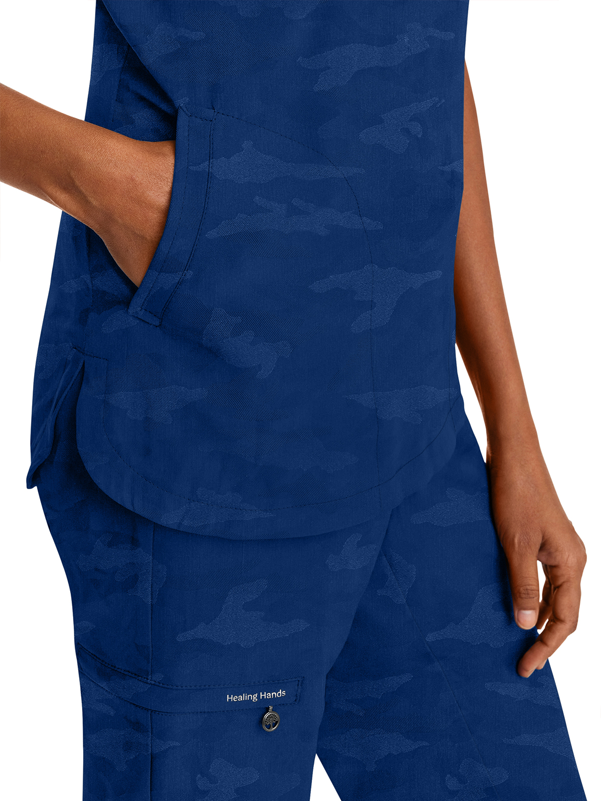 Healing Hands - HH PL Jacquard - Women's 2-Pocket Joy Camo V-Neck Top 7