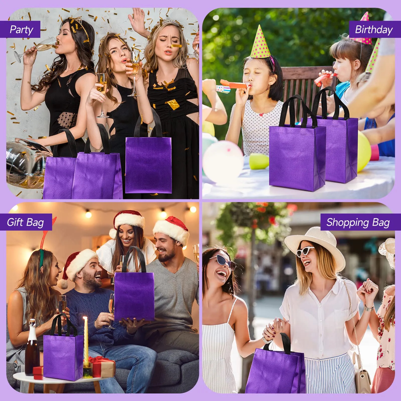 Gift Bags Shopping Glossy Reusable Grocery Tote with Handles 19