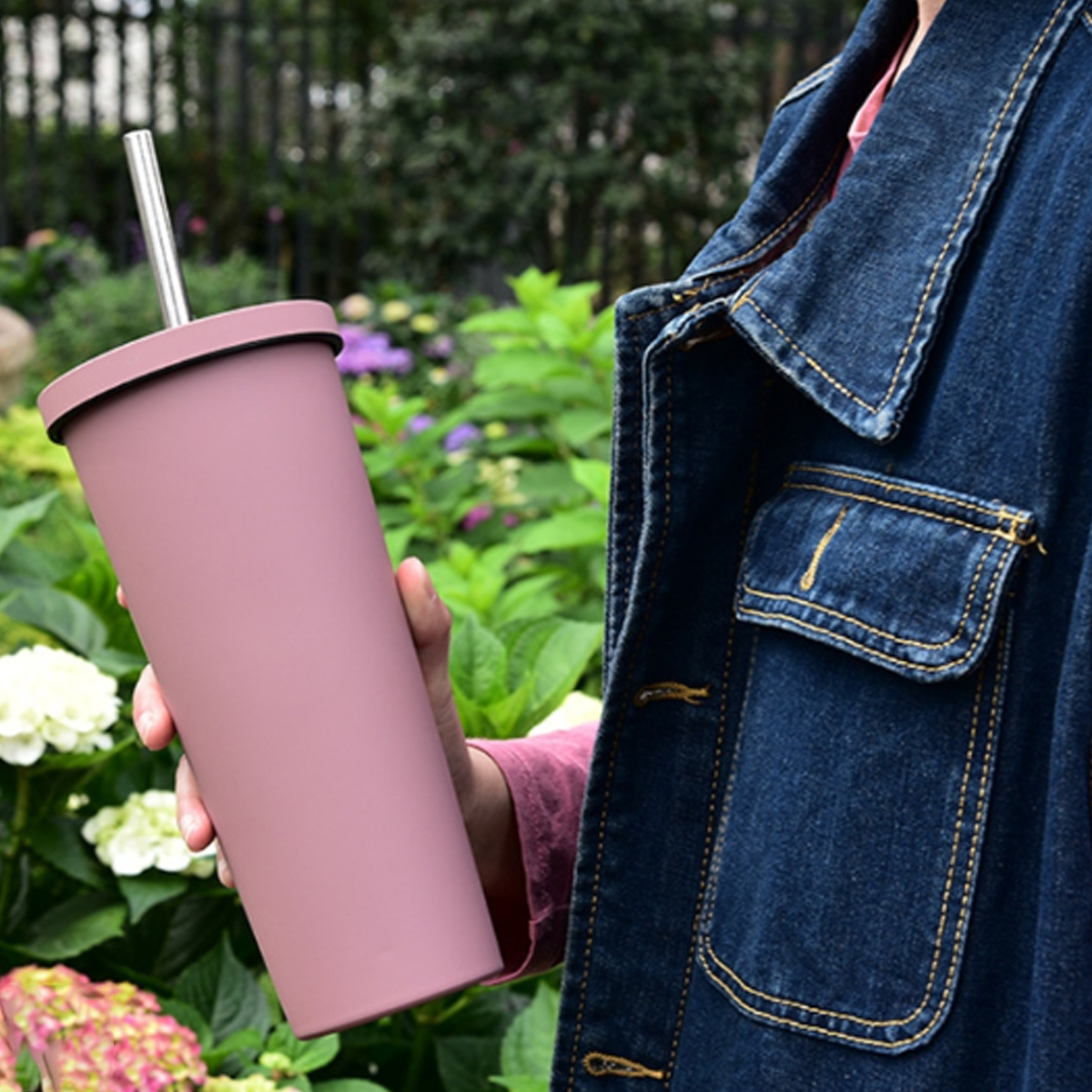 32Oz. Matte Stainless Steel Tumbler with Lid and Straw 6