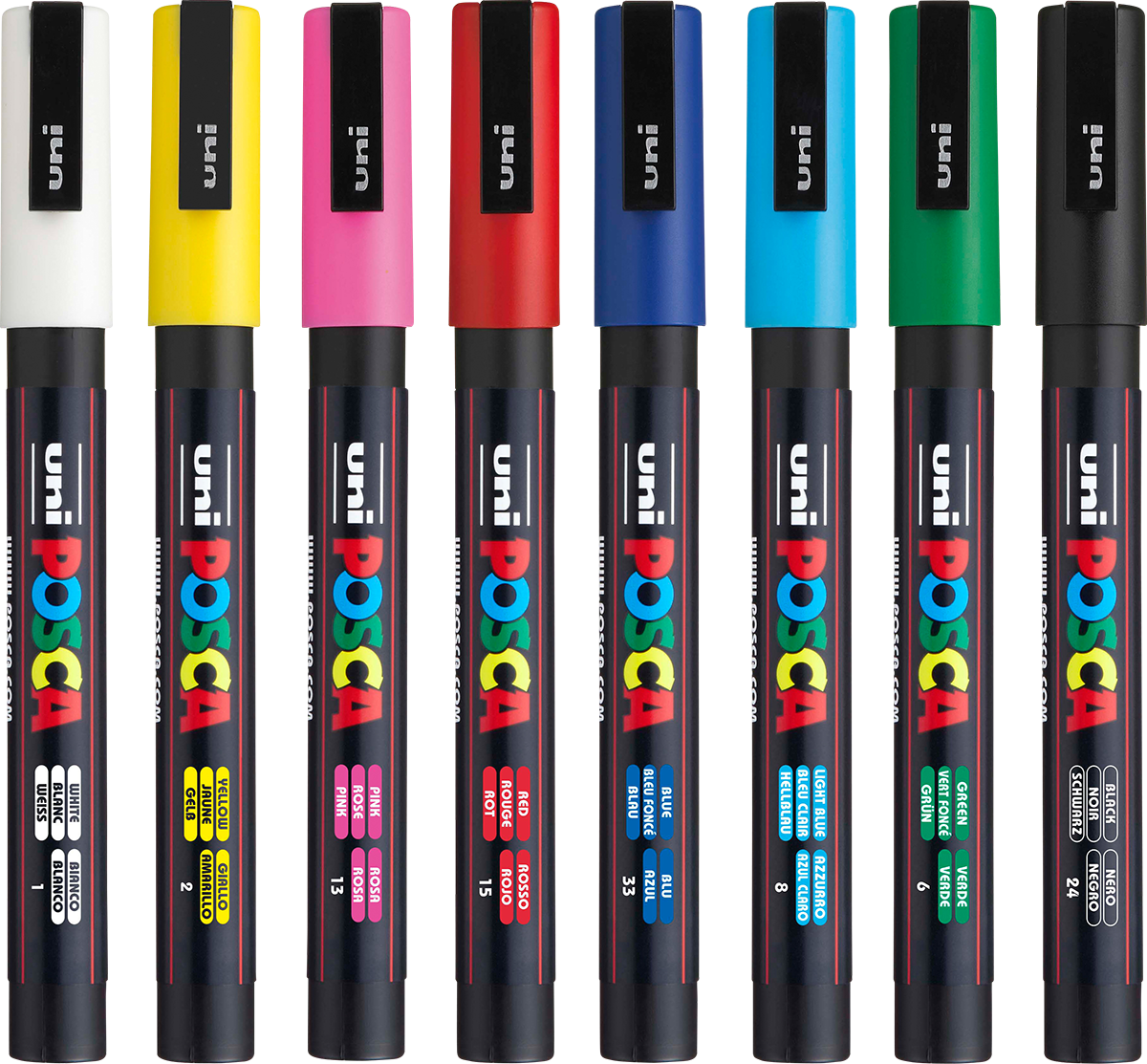 POSCA 8 Piece Basic Marker Set with Bag - Fine 40