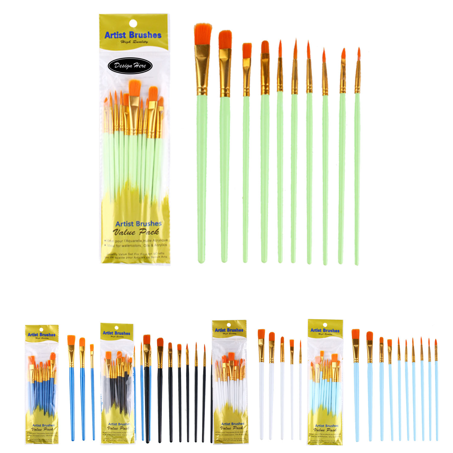 Professional Nylon Brushes for Acrylic & Watercolor Painting 4