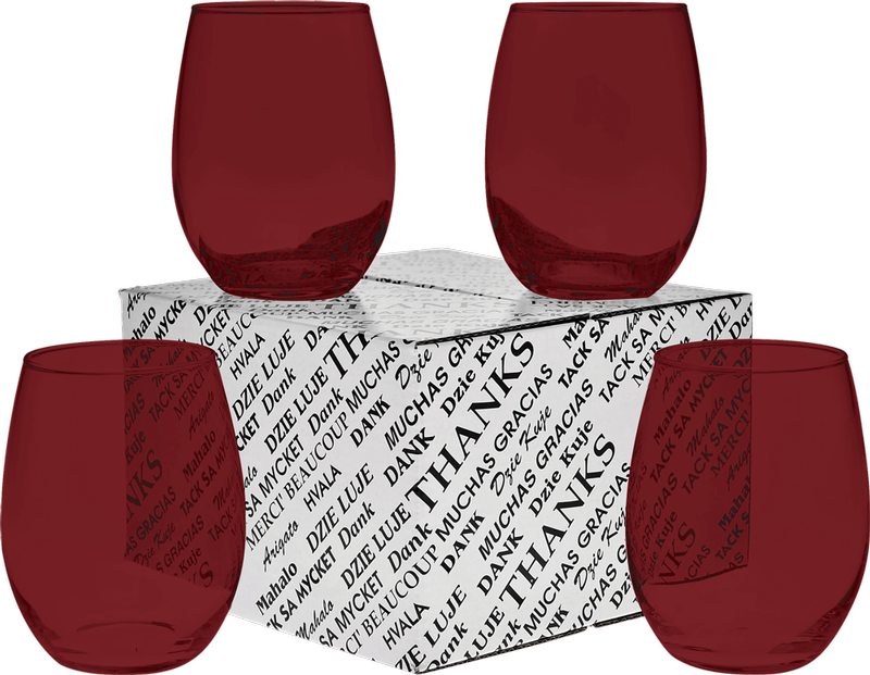 15 oz. Stemless Wine Glass Thank You Set 18