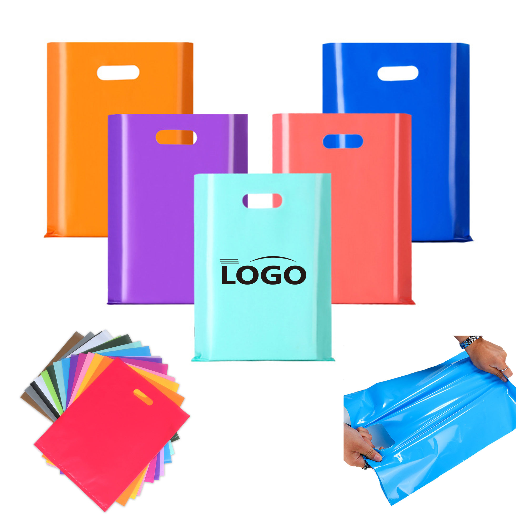 Tear Resistant Die Cut Plastic Shopping Gift Bags 2