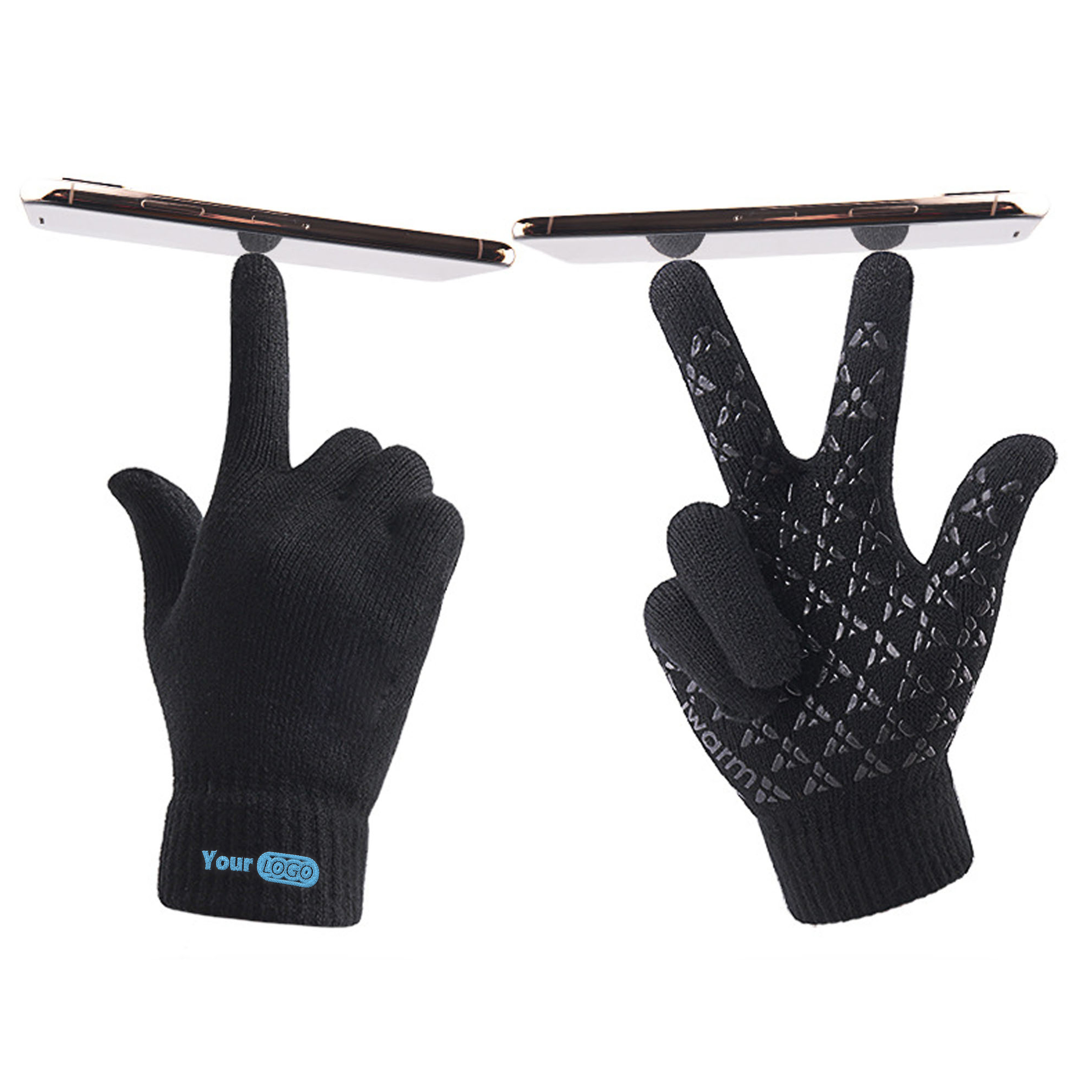 Acrylic Warm Knitted Winter Gloves With Non-Slip Grip 5