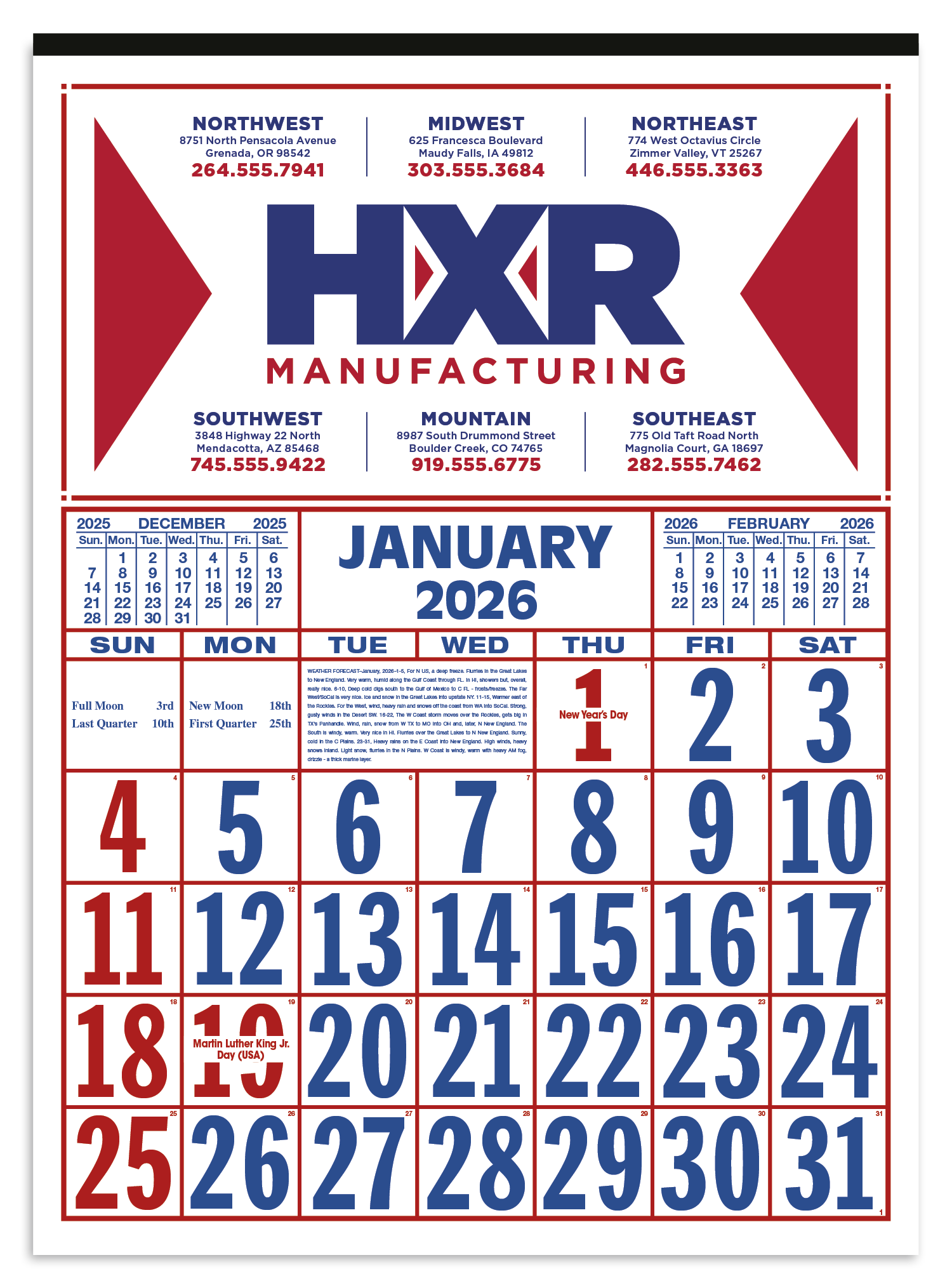 Skinner & Kennedy® Commercial 12-Sheet Calendar 36