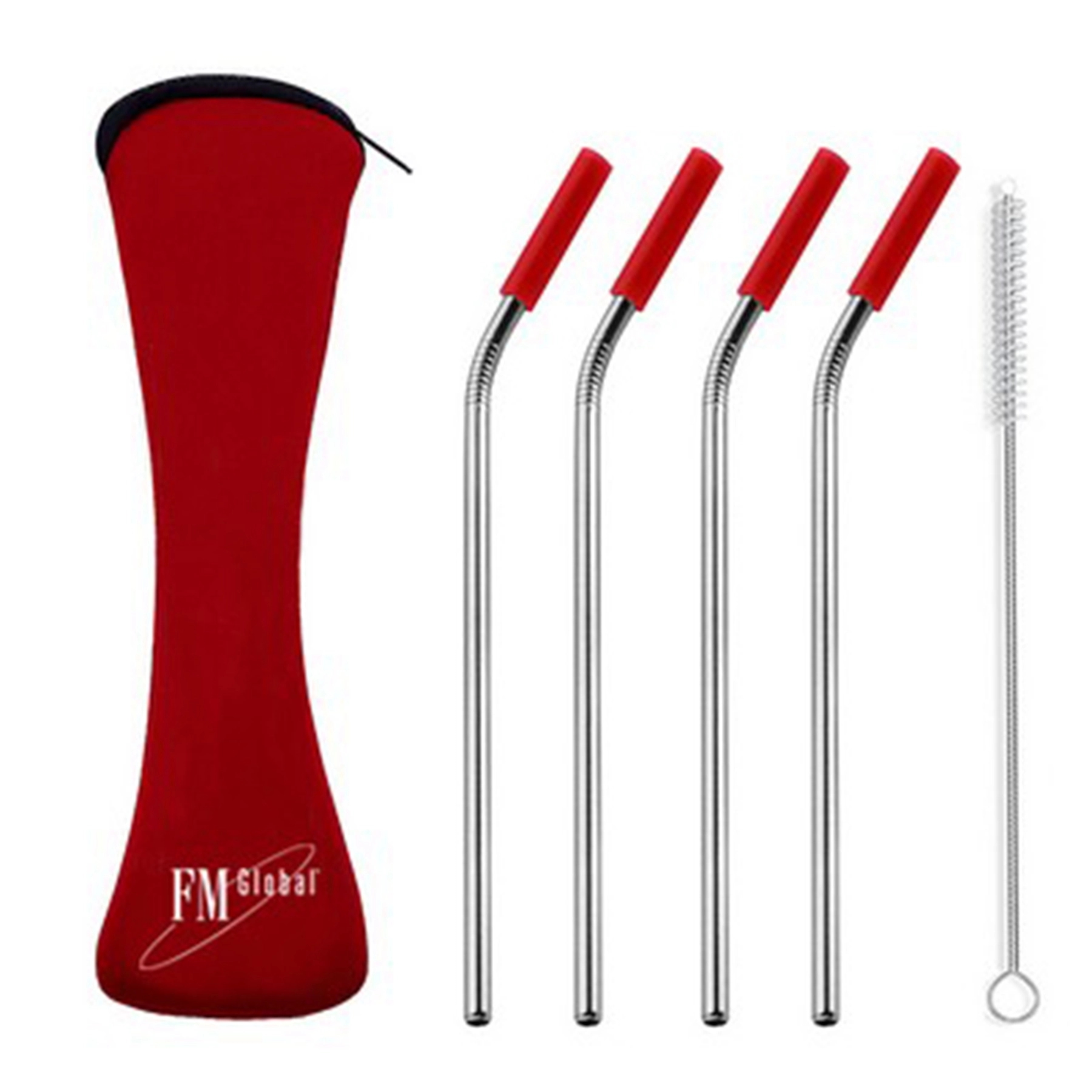 Stainless Steel Bent Straw with Cleaner in Neoprene Bag 11