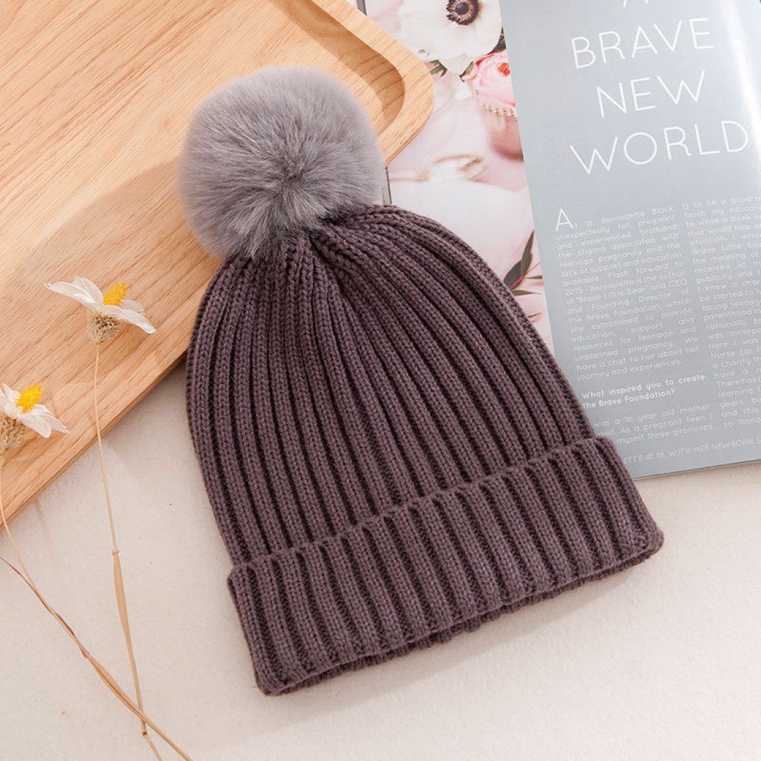 Baby Knit Pom Beanie With Cuff 2