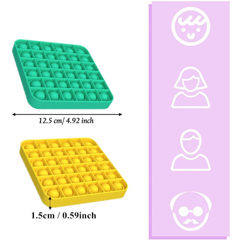 Square Pure Color Push Pop Bubble Fidget Sensory Toy 8