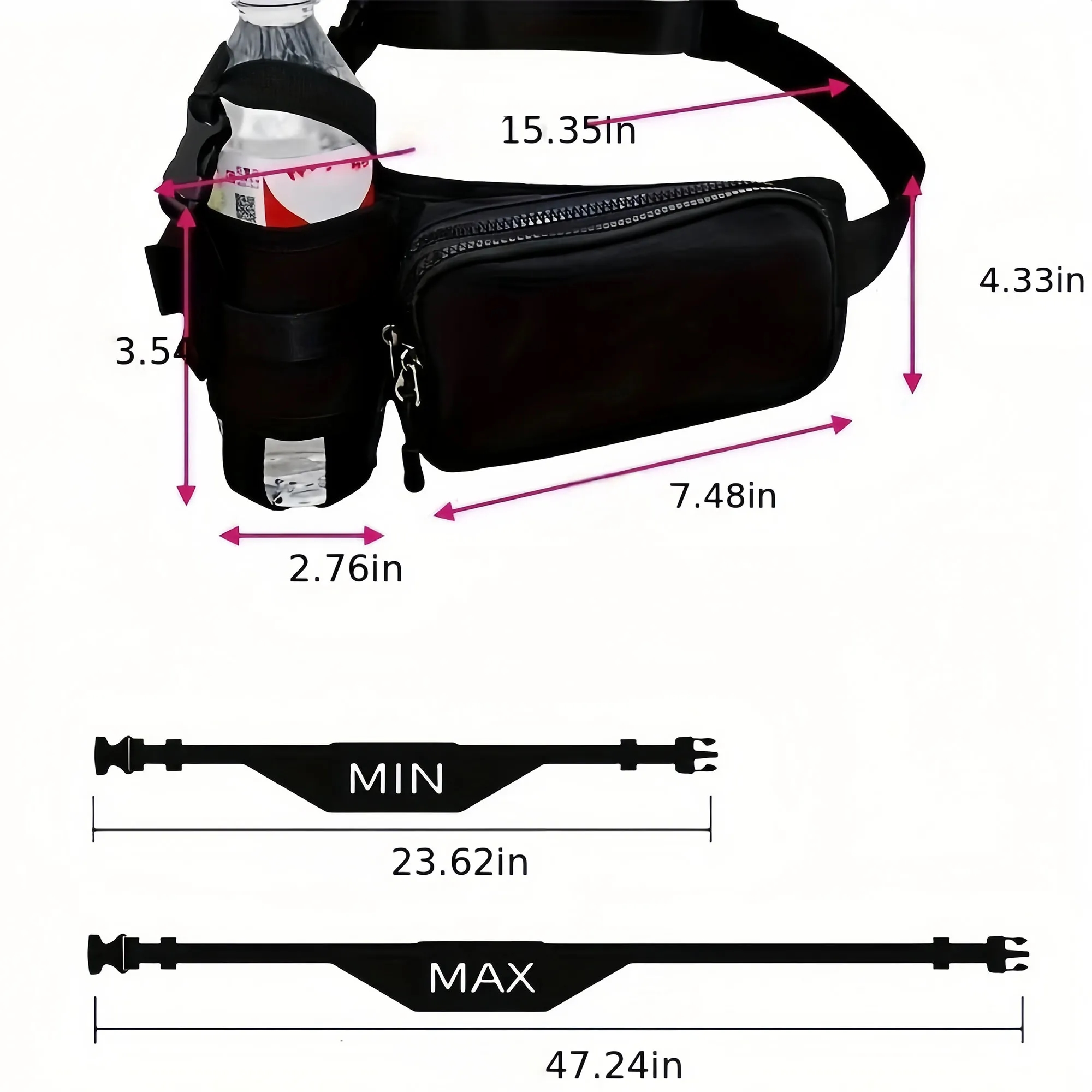 Large Capacity Adjustable Cross Body Fitness Waist Bag 2