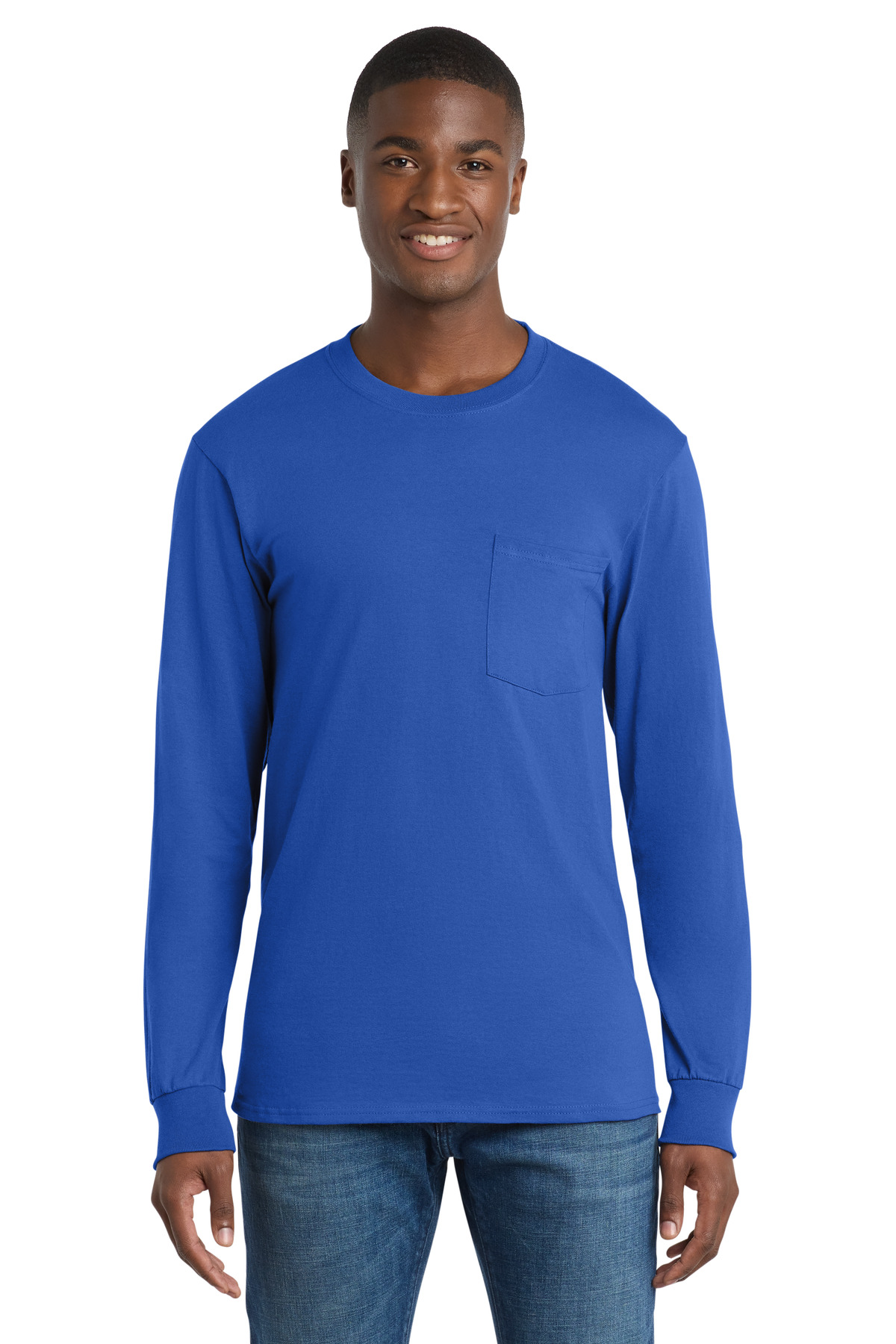Port & Co Long Sleeve Essential Pocket Tee. PC61LSP 32
