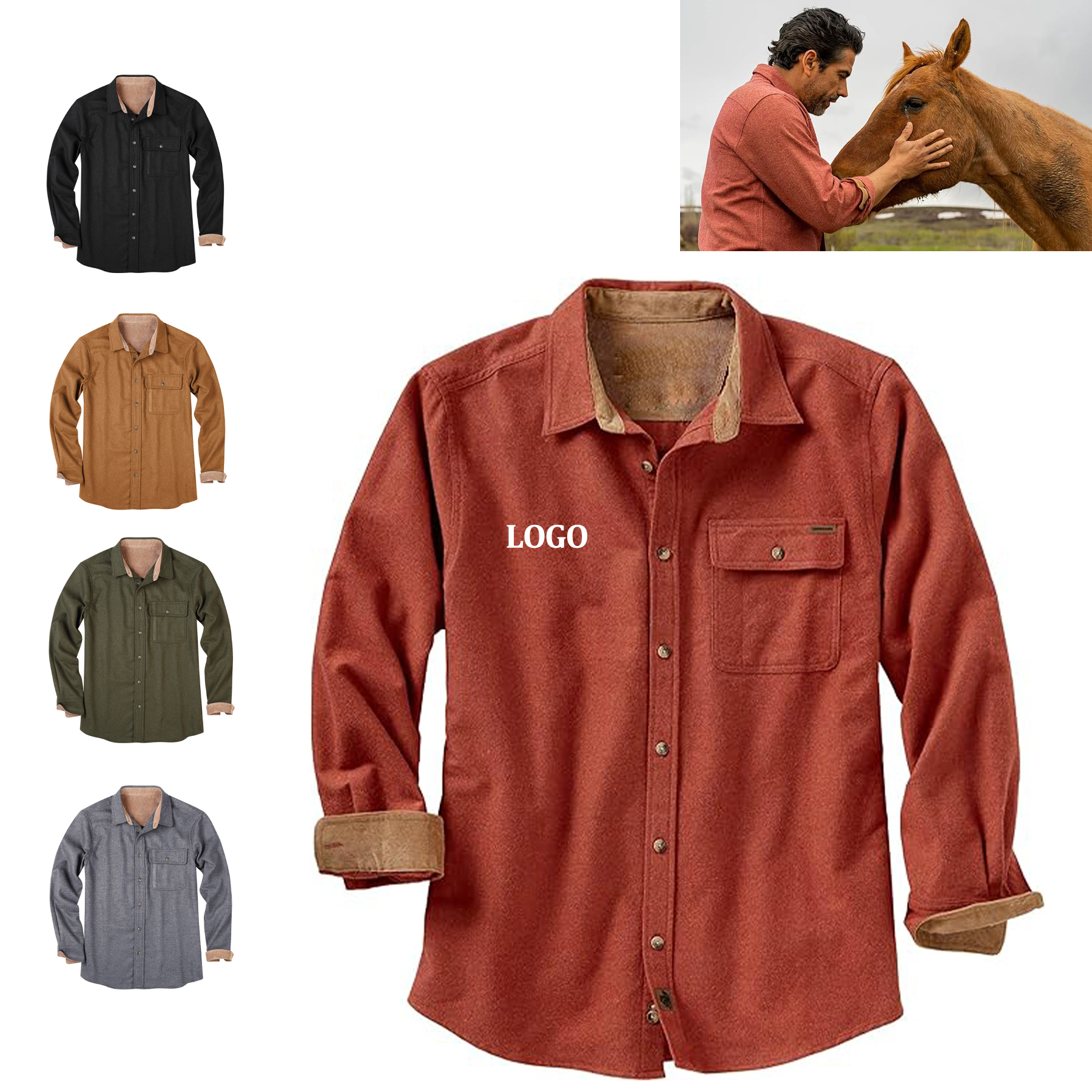 Flannel Long Sleeved Button Down Shirt 5