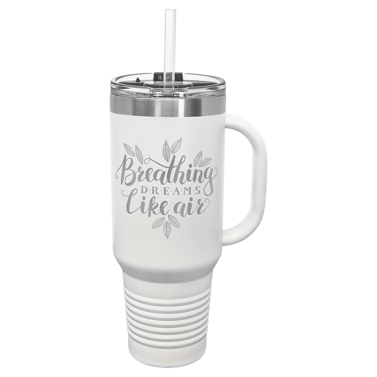 Polar Camel 40 oz. White Travel Mug with Handle, Straw Included 3