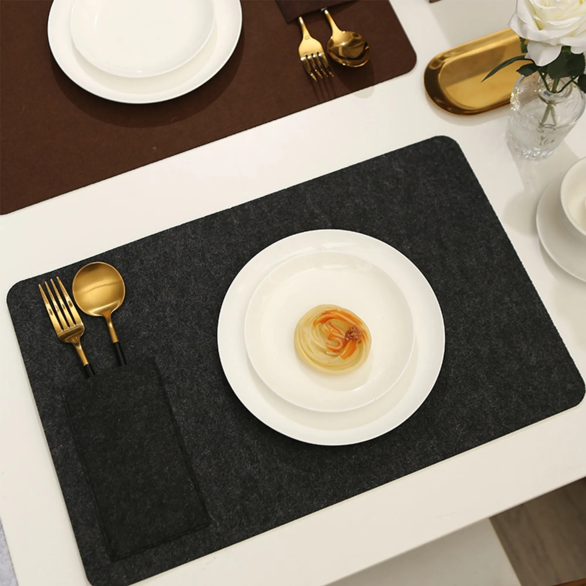 Rectangular Felt Placemat Desk Pad Dining Table Mat 4
