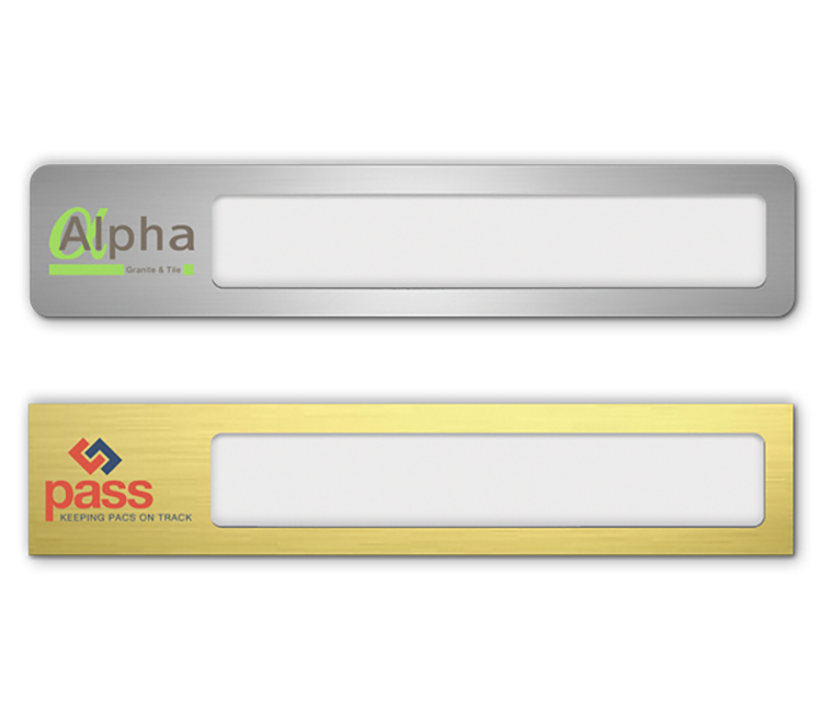 The Orion full color metallic reusable name plate 2"x10" 4