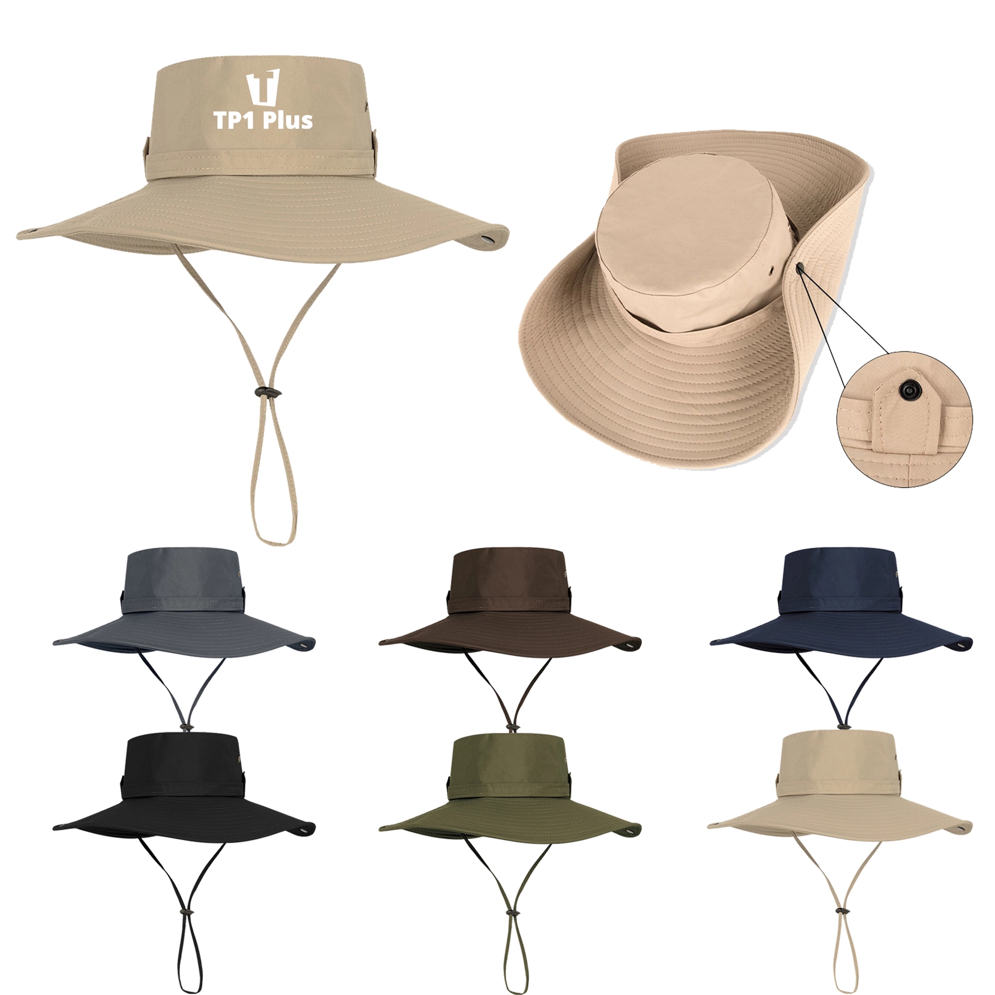 Outdoor Sun Shade Fishing Hats w Adjustment Fixed Rope