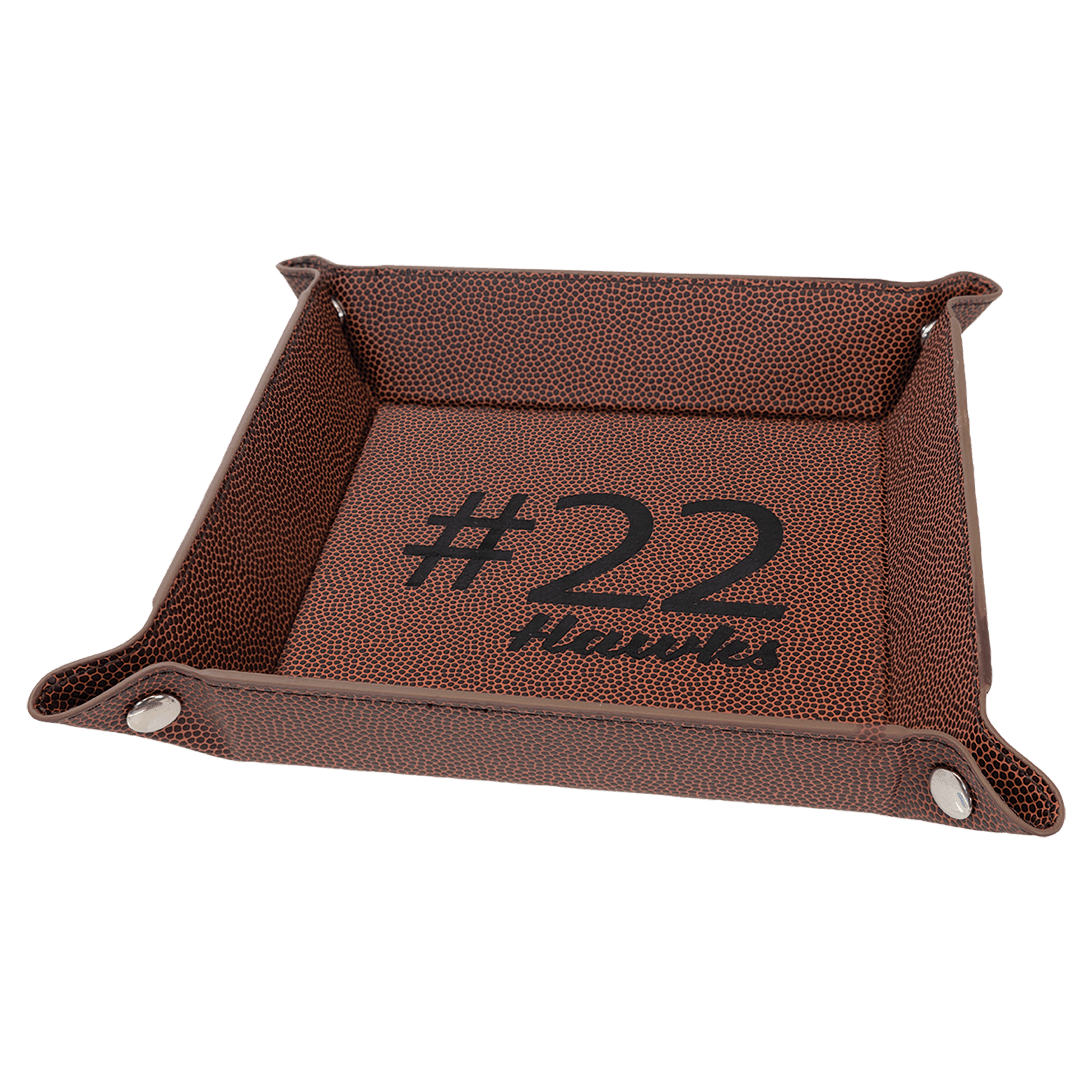 6" x 6" Football Leatherette Snap Up Tray with Silver Snaps 1