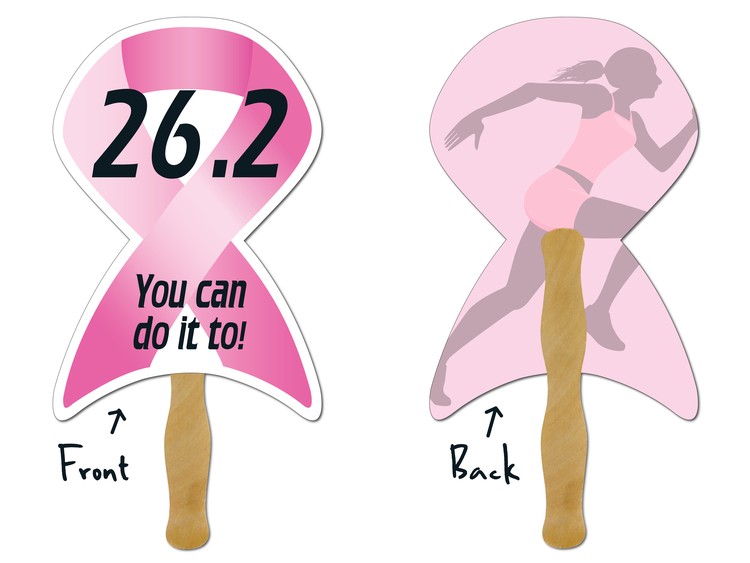 Hand Fan - Laminated 10.0x6.67 Awareness Ribbon Shape - 14 pt. 2