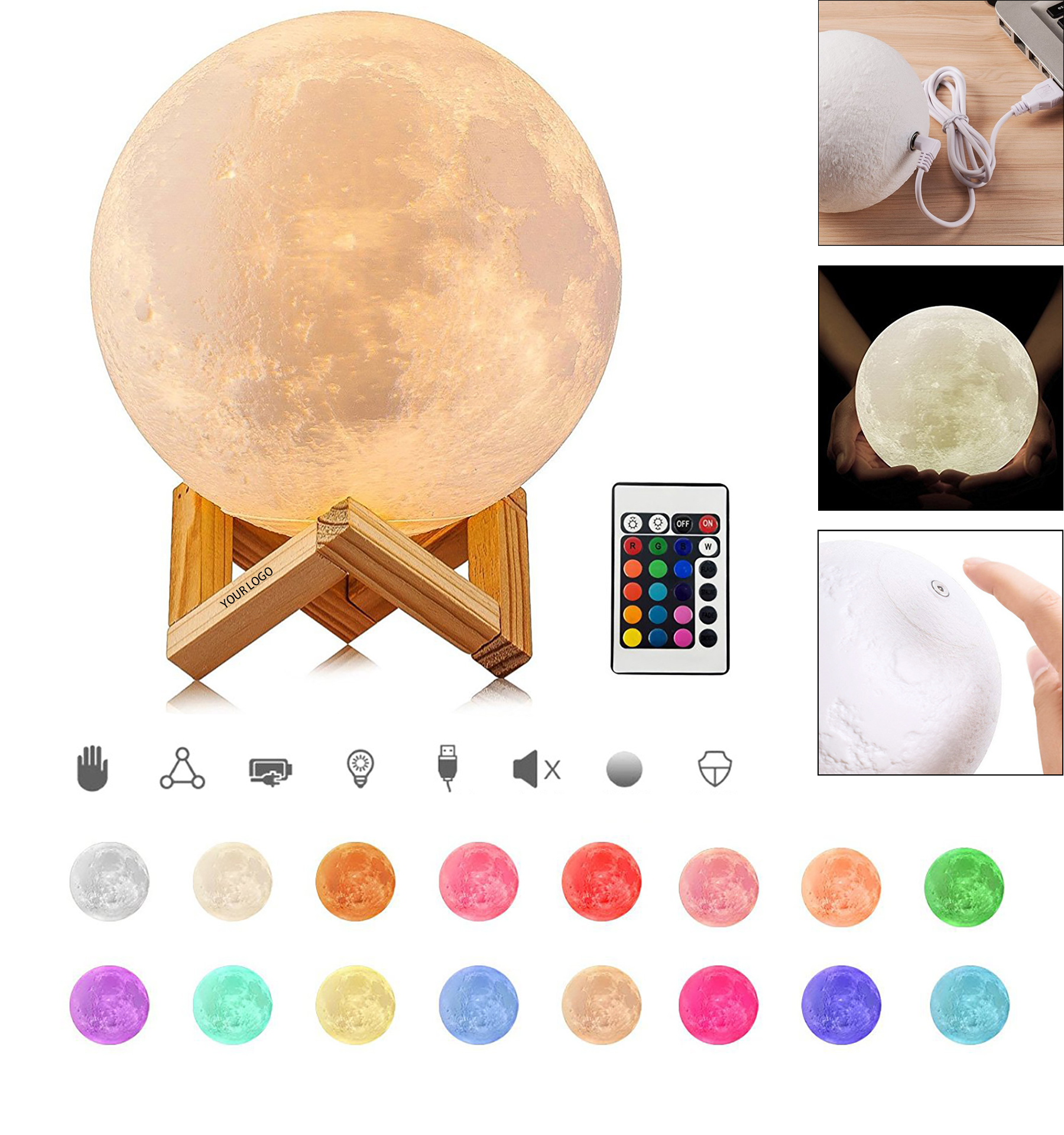 15cm Colorful Remote Control Moon Lamp 2