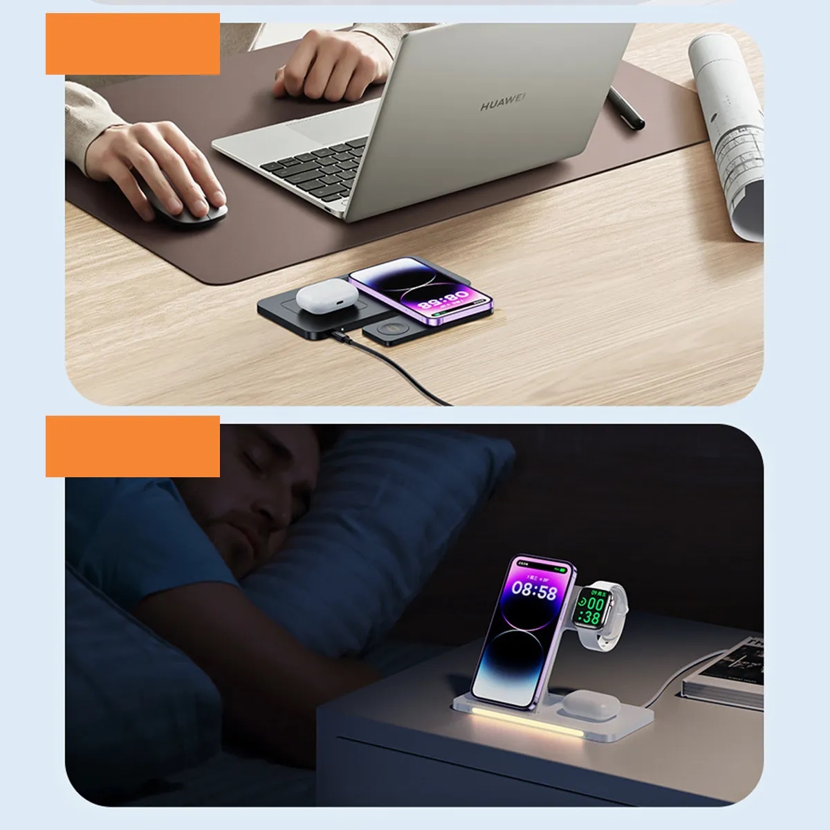 3-In-1 Wireless Charging Station With Ambient Light 5